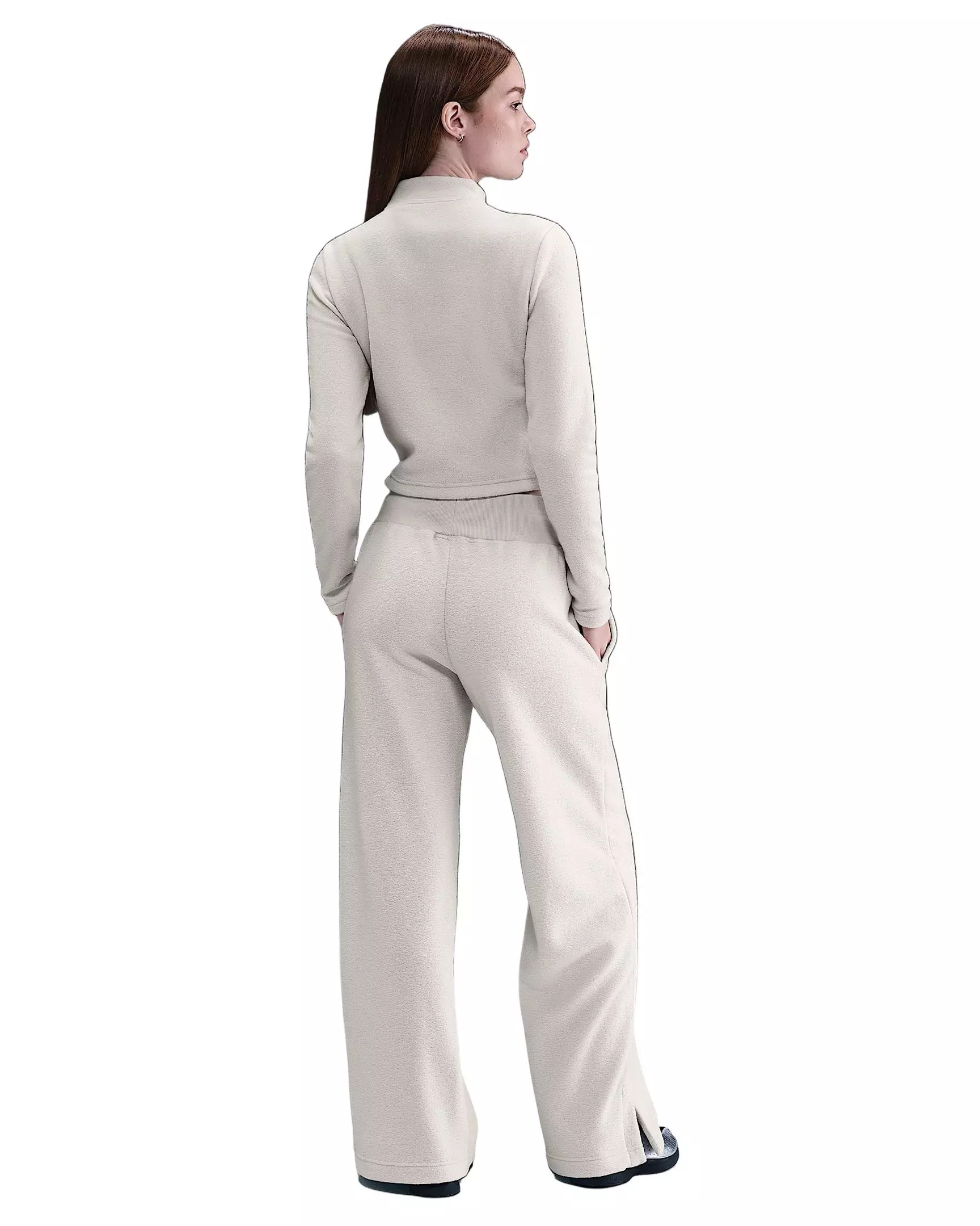 Nike Women's Sportswear Phoenix Plush Slim Long-Sleeve Cozy Fleece 1/2-Zip Top - Lt Bone - LT BONE