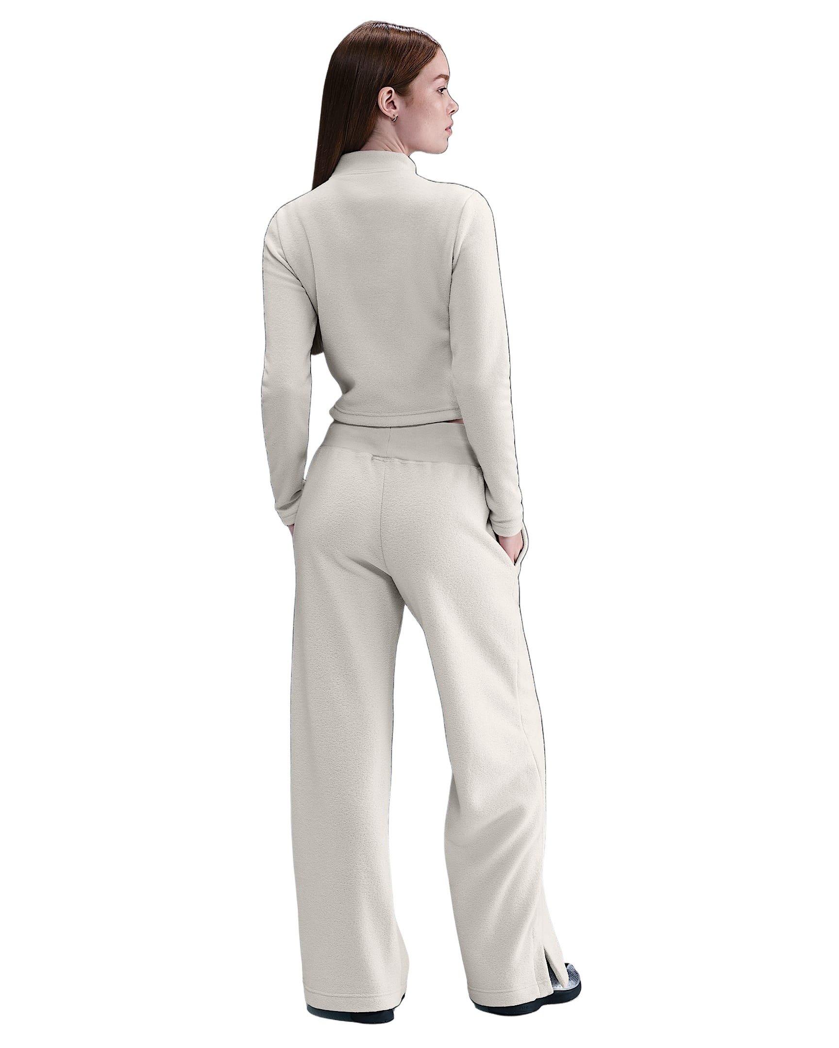 Nike Women's Sportswear Phoenix Plush Slim Long-Sleeve Cozy Fleece 1/2-Zip Top -Lt Bone - LT BONE Thumbnail View 5