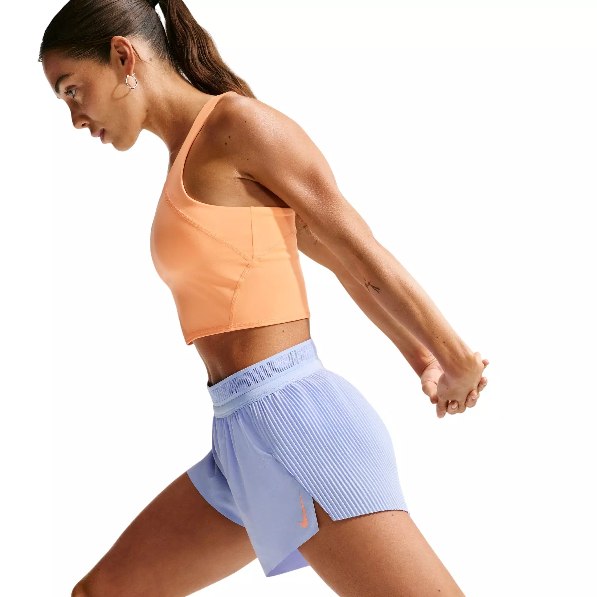 Nike Women's AeroSwift Dri-FIT ADV Mid-Rise 3" Brief-Lined Running Shorts - Light Blue/Black - LIGHT BLUE/BLACK