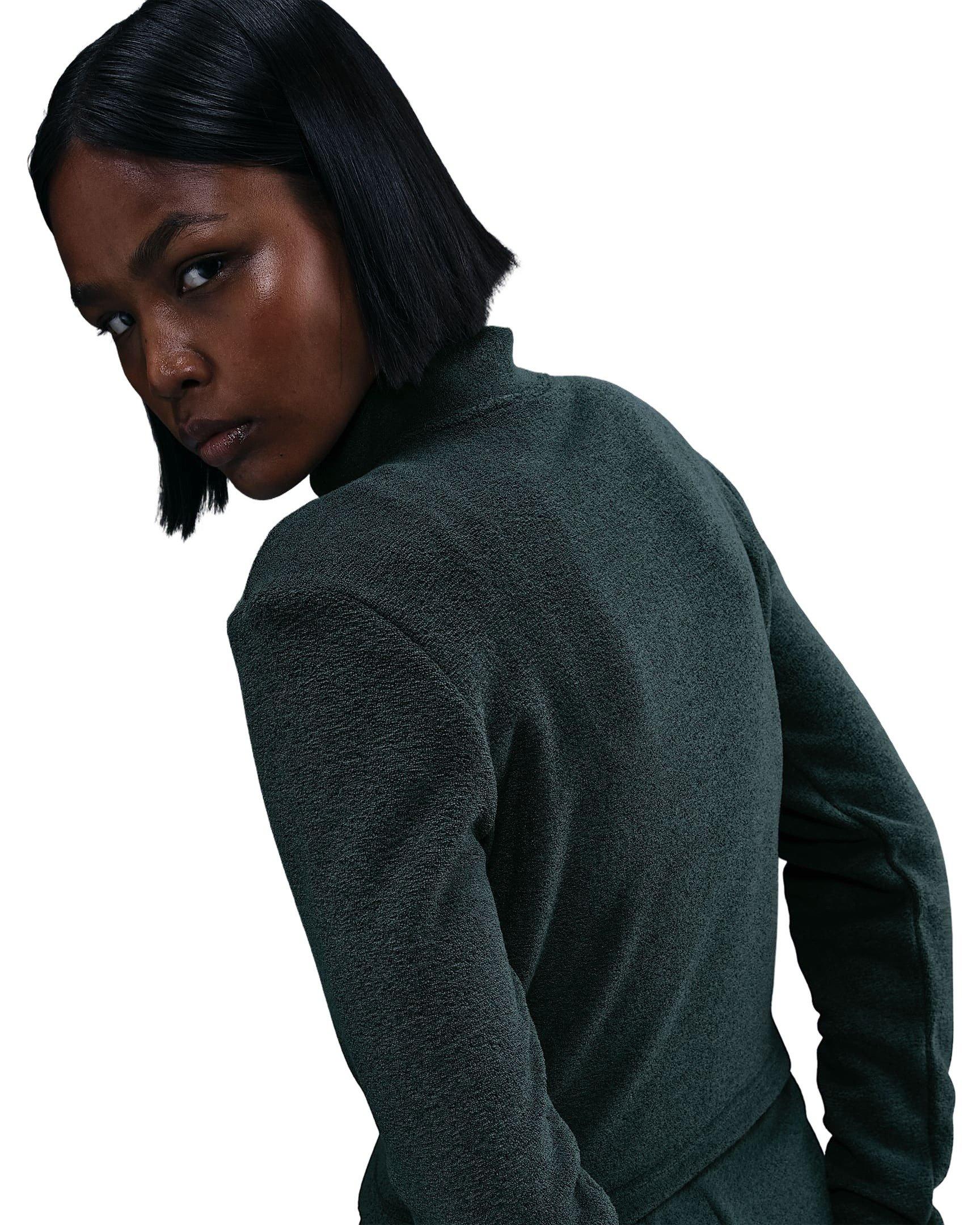 Nike Women's Sportswear Phoenix Plush Slim Long-Sleeve Cozy Fleece 1/2-Zip Top -Seaweed Green - SEAWEED GREEN Thumbnail View 2