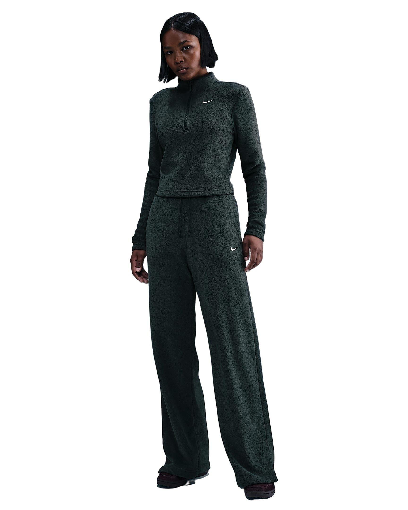 Nike Women's Sportswear Phoenix Plush Slim Long-Sleeve Cozy Fleece 1/2-Zip Top -Seaweed Green - SEAWEED GREEN Thumbnail View 4