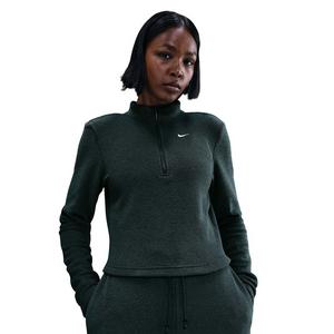 Nike Women's Sportswear Phoenix Plush Slim Long-Sleeve Cozy Fleece 1/2-Zip Top -Seaweed Green