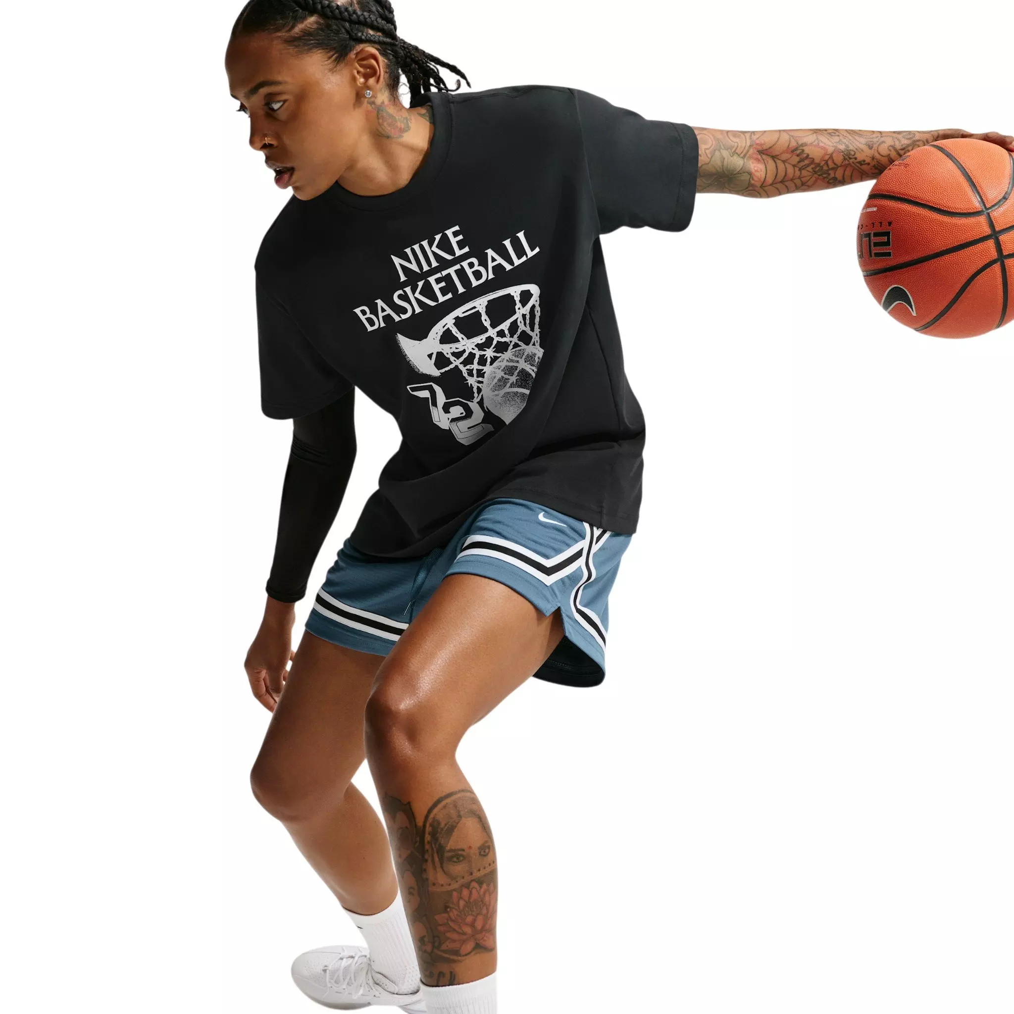 Nike Women's Crossover Dri-FIT 5" Basketball Shorts - Slate Blue/Black - SLATE BLUE/BLACK