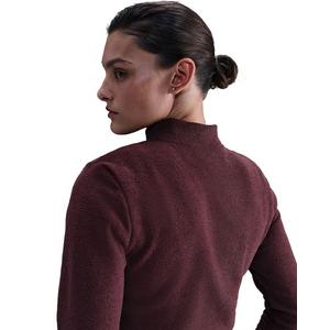 Nike Women's Sportswear Phoenix Plush Slim Long-Sleeve Cozy Fleece 1/2-Zip Top -Burgundy