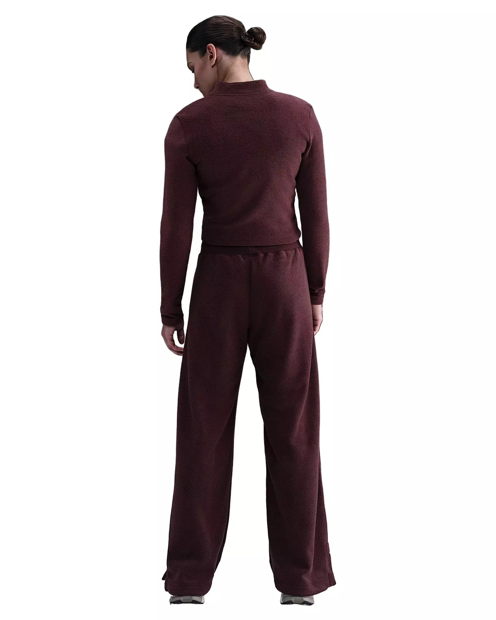 Nike Women's Sportswear Phoenix Plush Slim Long-Sleeve Cozy Fleece 1/2-Zip Top - Burgundy - BURGUNDY