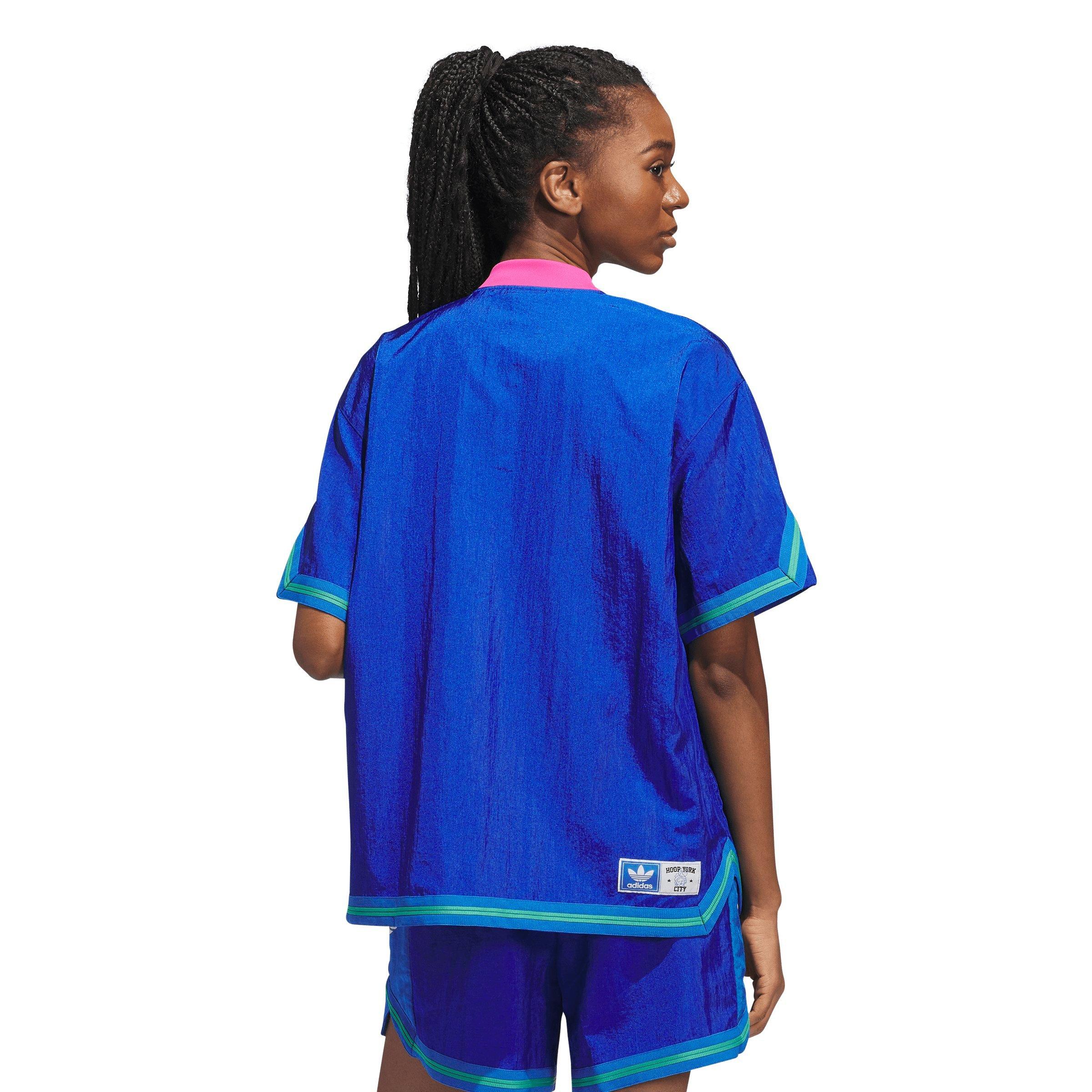 【adidas】ユニセックス◇ HOOP YORK CITY WARM-UP TOP 半袖 adidas Unisex Hoop York City Short Sleeve Warm-Up Top - Blue