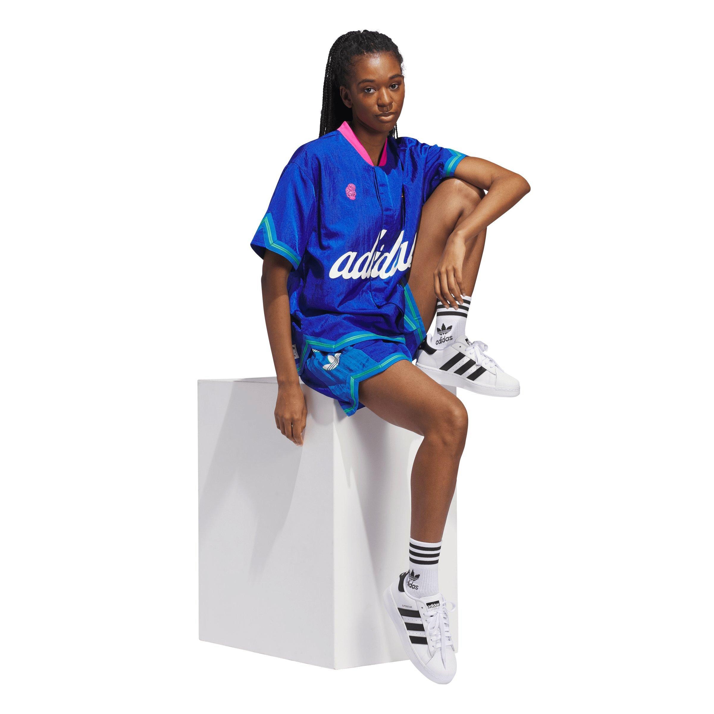 【adidas】ユニセックス◇ HOOP YORK CITY WARM-UP TOP 半袖 adidas Unisex Hoop York City Short Sleeve Warm-Up Top - Blue