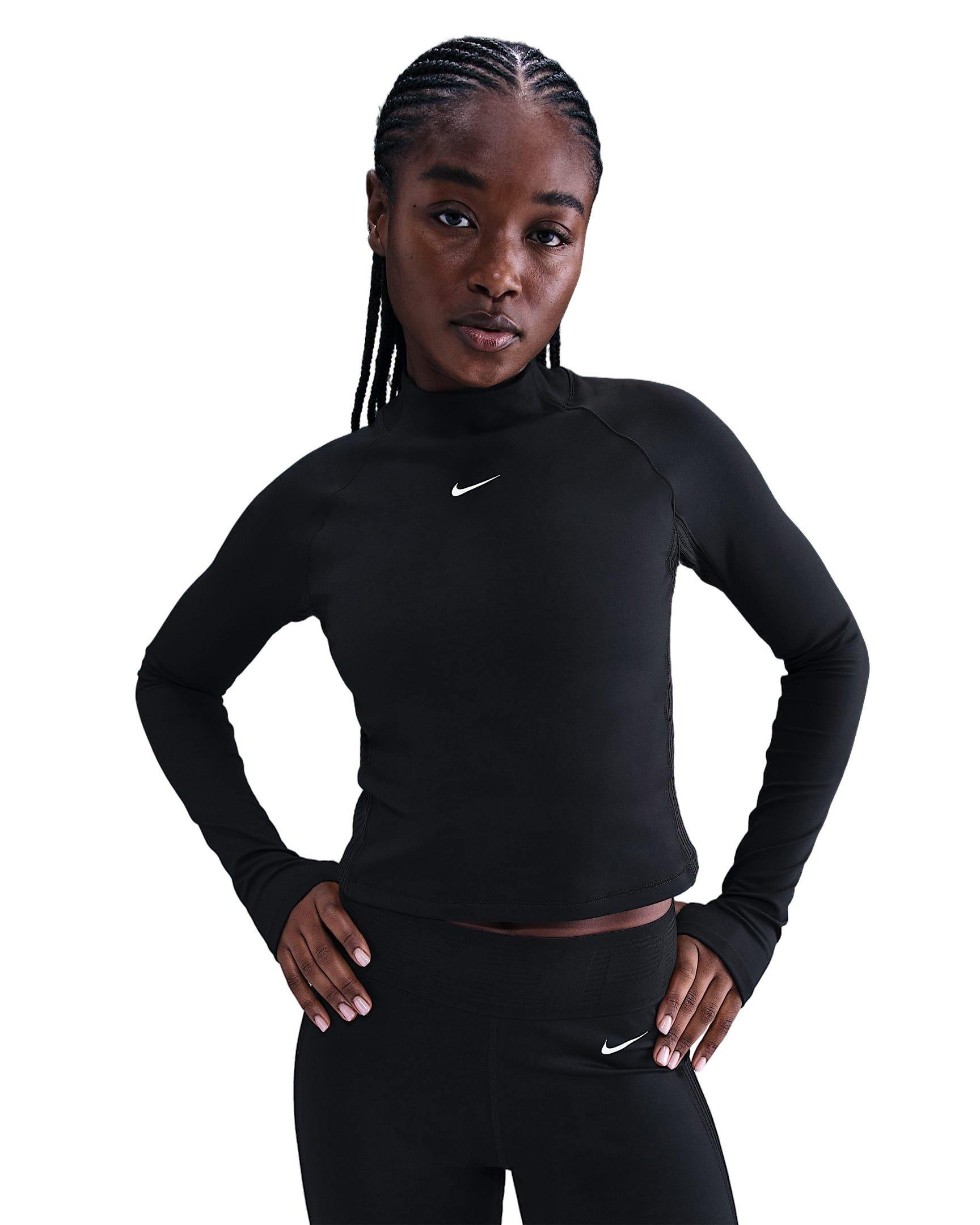 Nike Women's Pro Dri-FIT Long-Sleeve Top - Black - BLACK Thumbnail View 1