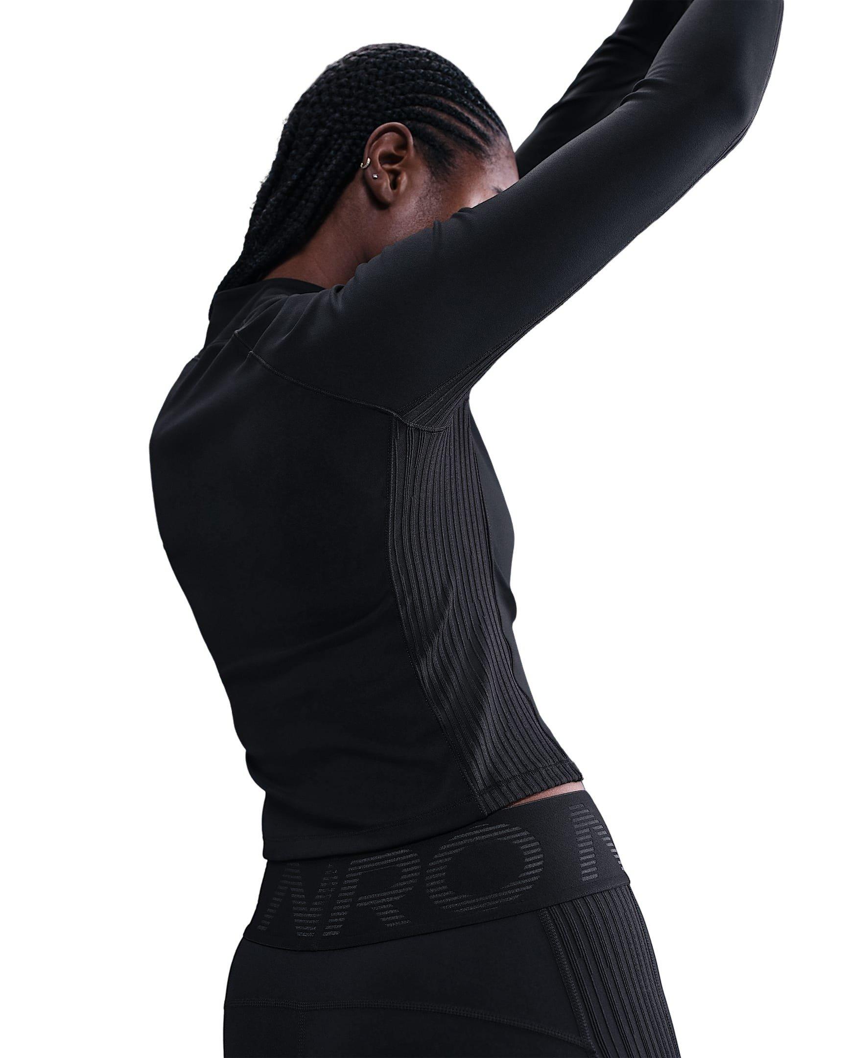 Nike Women's Pro Dri-FIT Long-Sleeve Top - Black - BLACK Thumbnail View 2