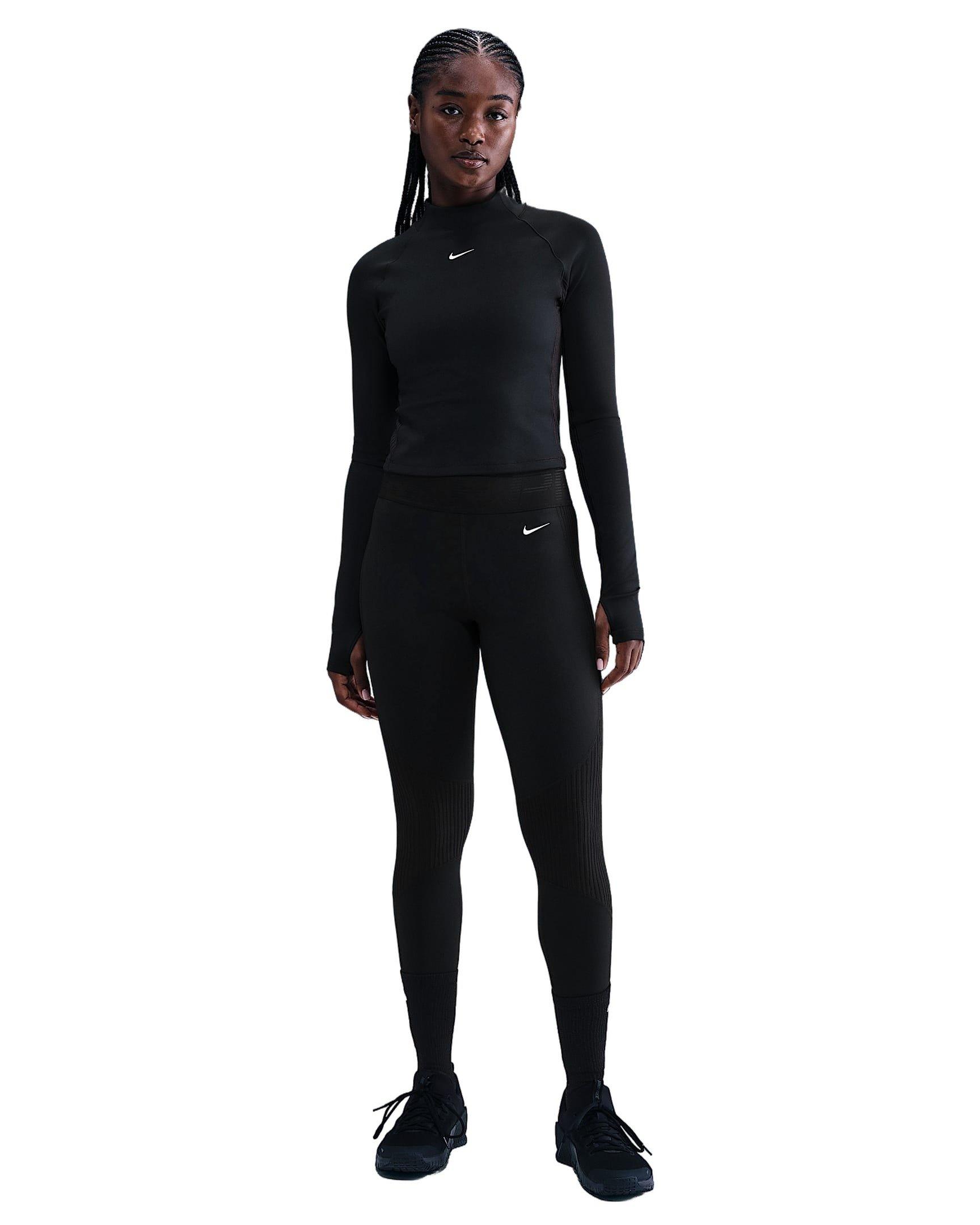 Nike Women's Pro Dri-FIT Long-Sleeve Top - Black - BLACK Thumbnail View 4