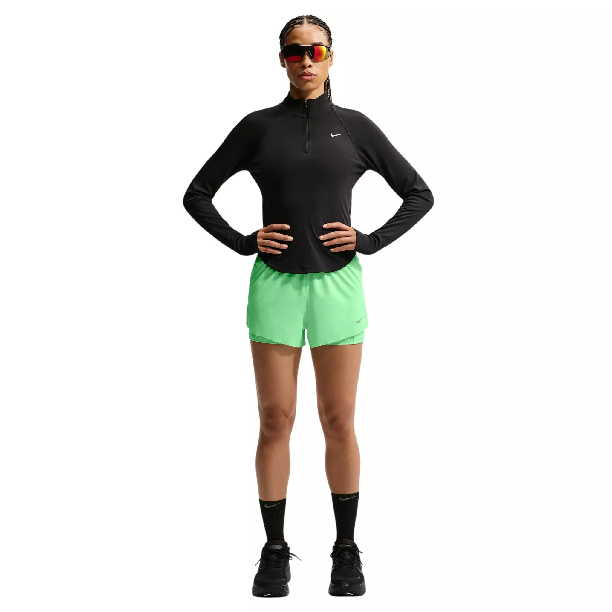 Nike Women's Swift Dri-FIT Mid-Rise 2-in-1 Running Shorts - Green - GREEN