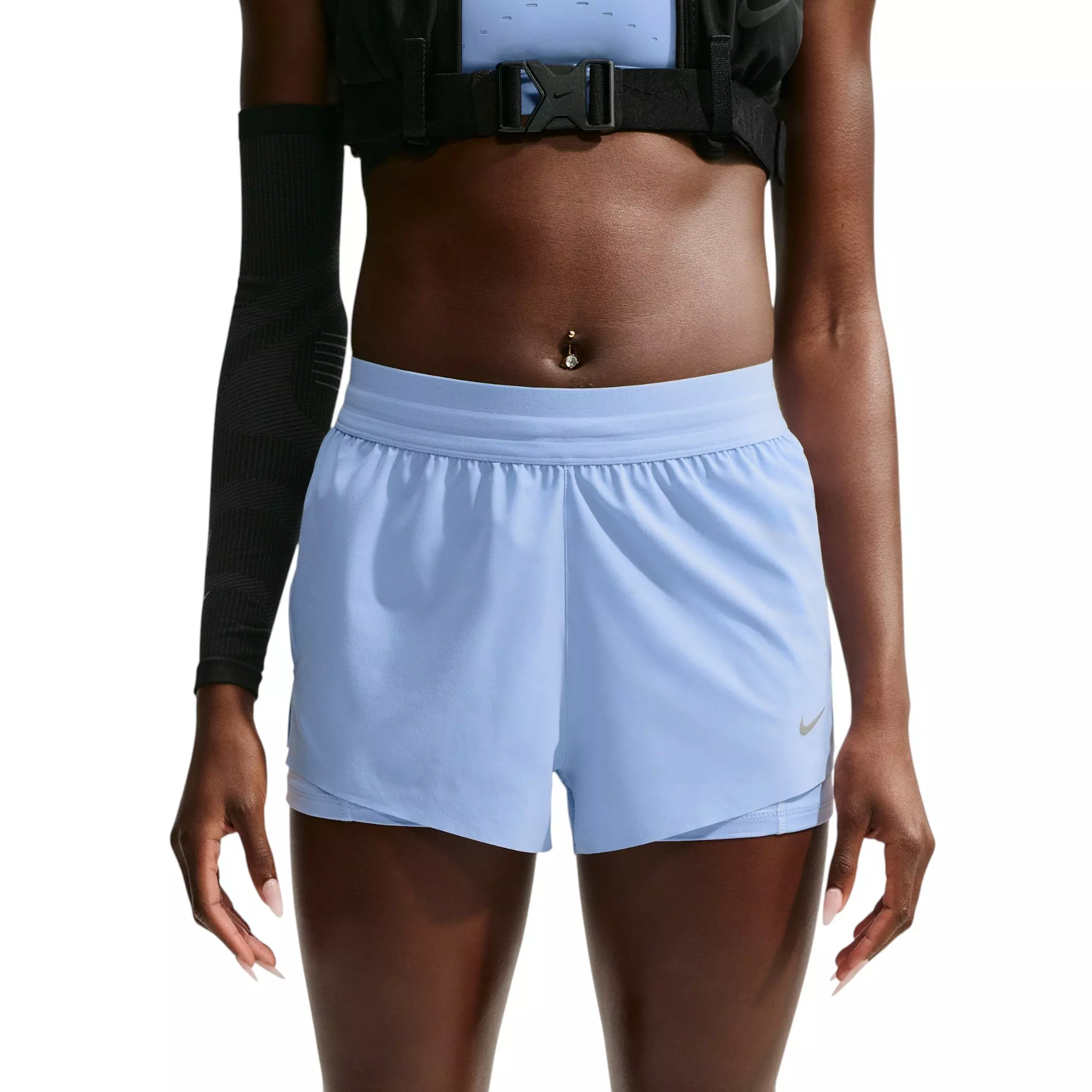 Nike Women's Swift Dri-FIT Mid-Rise 2-in-1 Running Shorts - Blue - BLUE