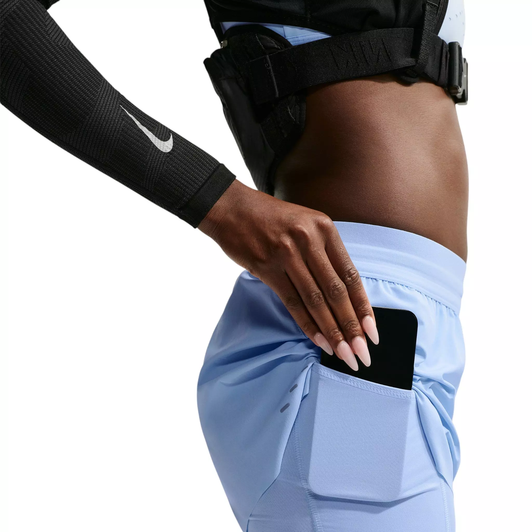 Nike Women's Swift Dri-FIT Mid-Rise 2-in-1 Running Shorts - Blue - BLUE