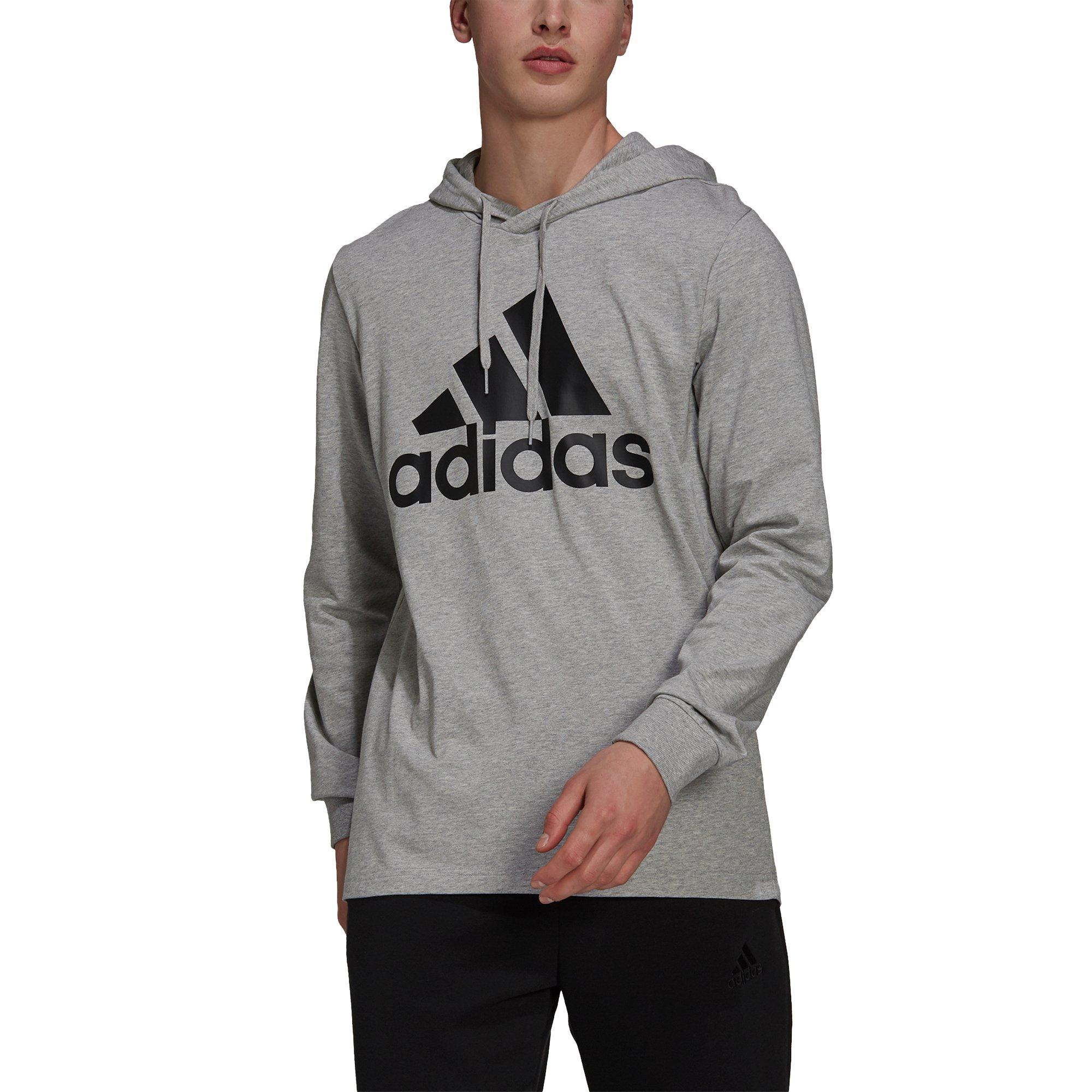 adidas Men's Essentials Logo Grey/Black Hoodie - GREY/BLACK Thumbnail View 1