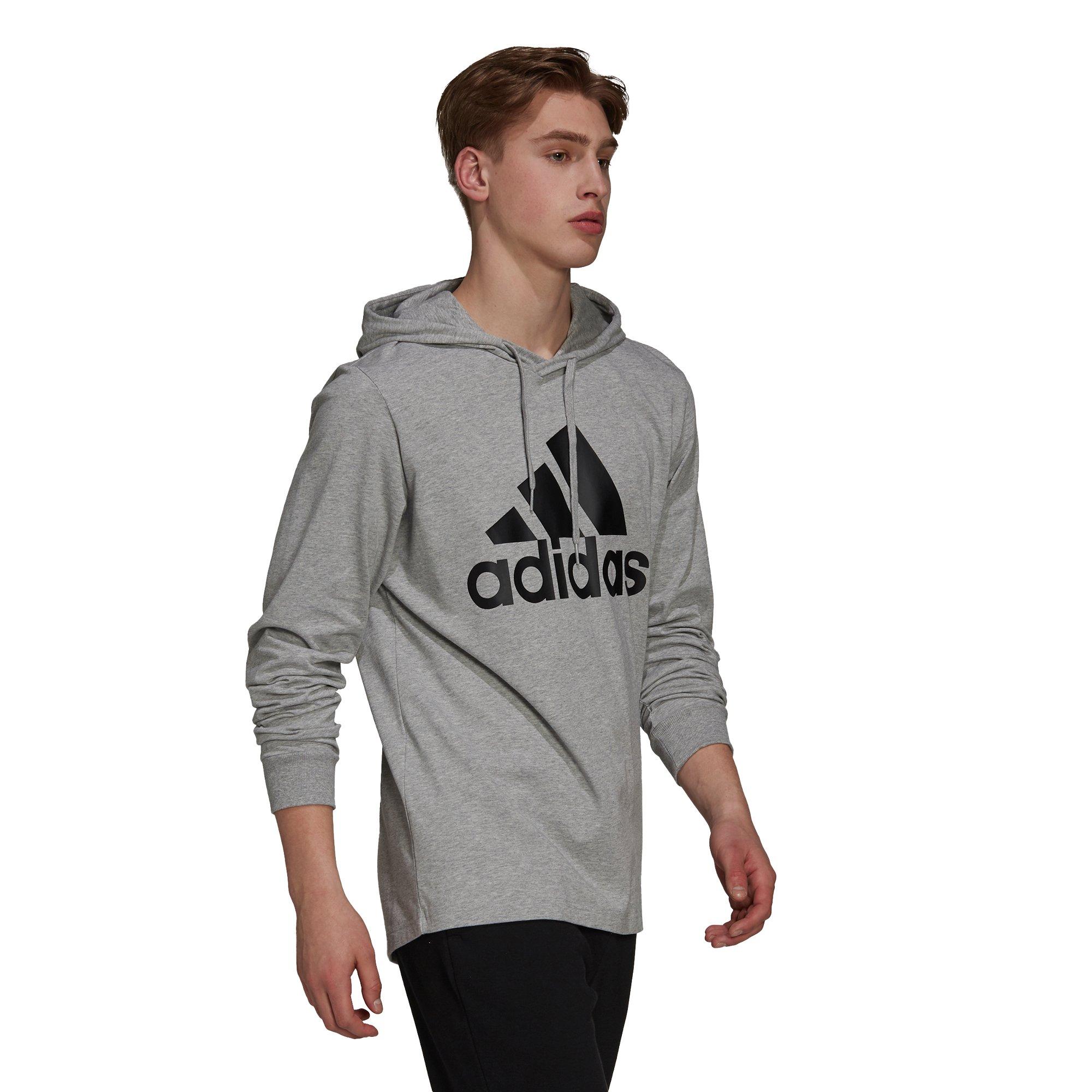adidas Men's Essentials Logo Grey/Black Hoodie - GREY/BLACK Thumbnail View 5