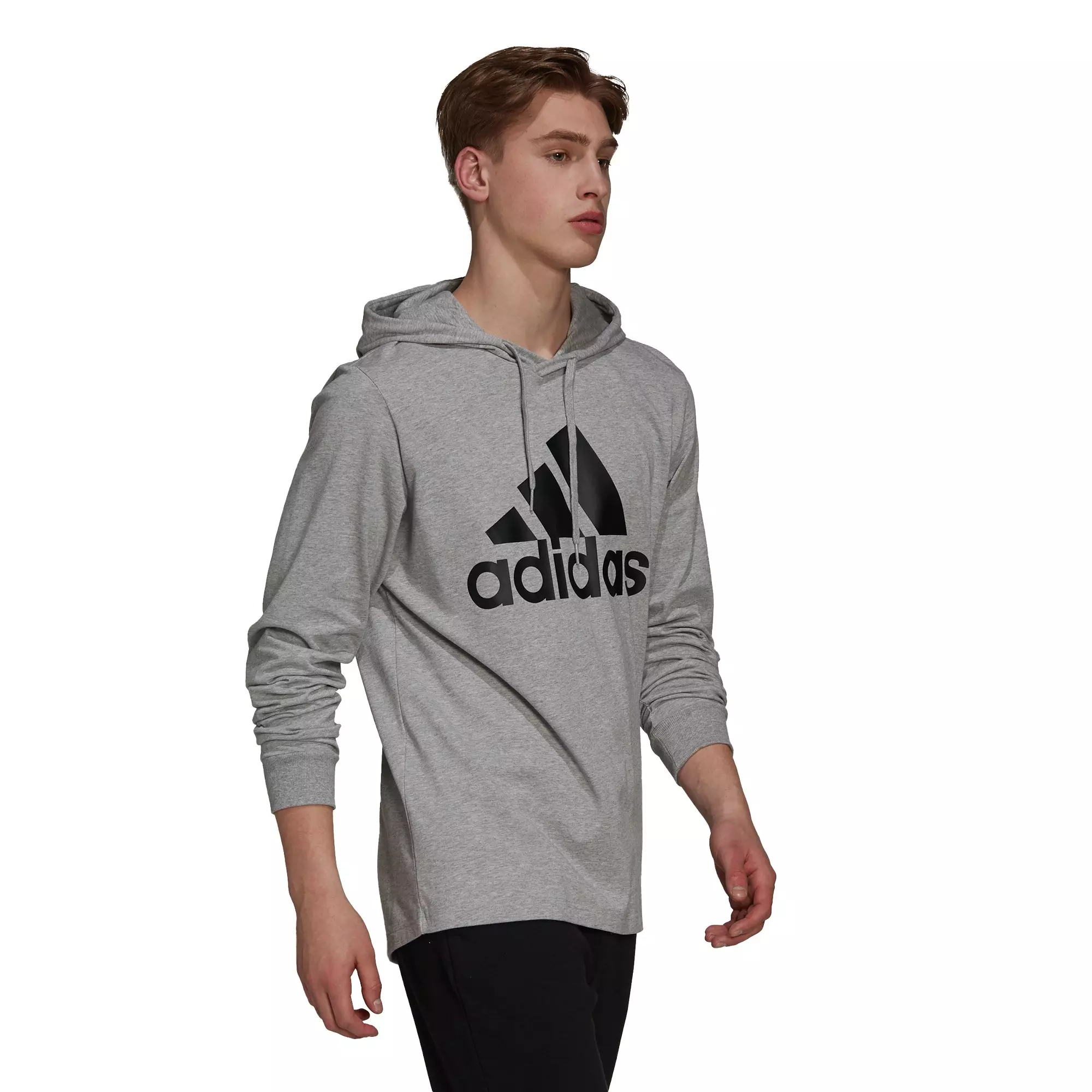 adidas Men's Essentials Logo Grey/Black Hoodie - GREY/BLACK