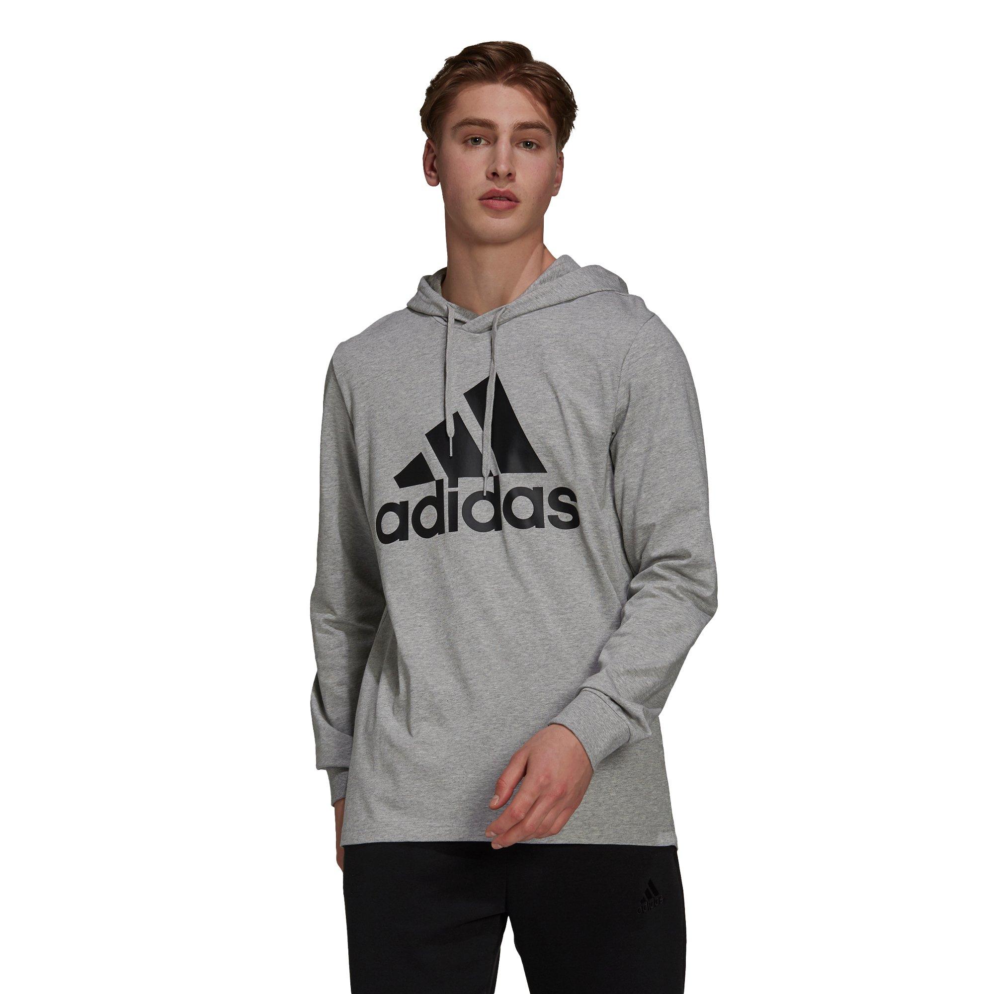 adidas Men's Essentials Logo Grey/Black Hoodie - GREY/BLACK Thumbnail View 6