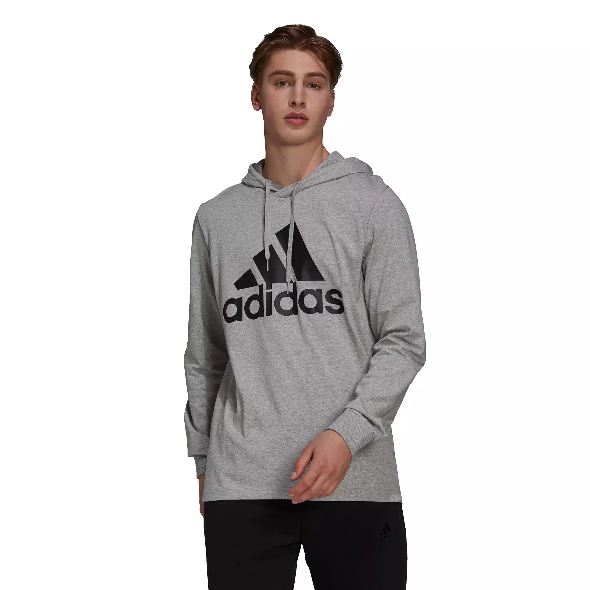 adidas Men's Essentials Logo Grey/Black Hoodie - GREY/BLACK