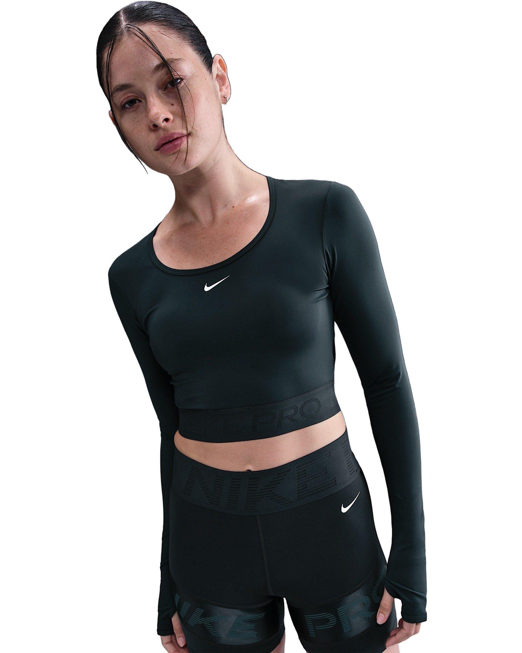 Nike Women's Pro Dri-FIT Cropped Long-Sleeve Top -Seaweed Green - SEAWEED GREEN Thumbnail View 1