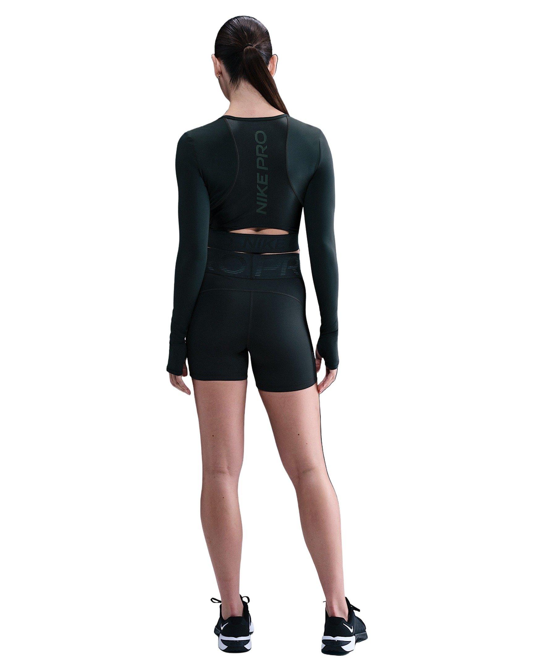 Nike Women's Pro Dri-FIT Cropped Long-Sleeve Top - Seaweed Green - SEAWEED GREEN Thumbnail View 5