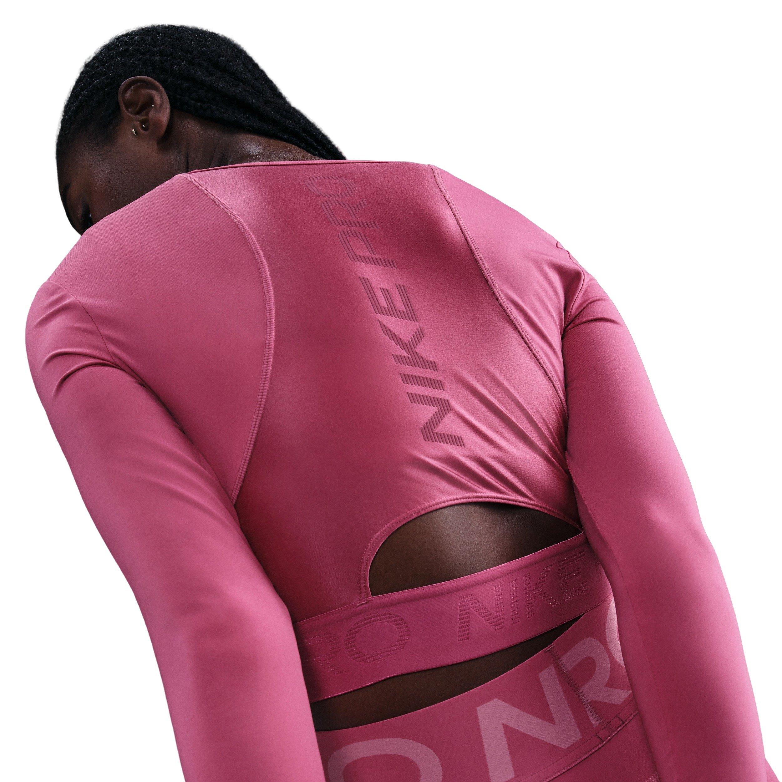 Nike Women's Pro Dri-FIT Cropped Long-Sleeve Top - Beet Purple - BEET PURPLE Thumbnail View 2