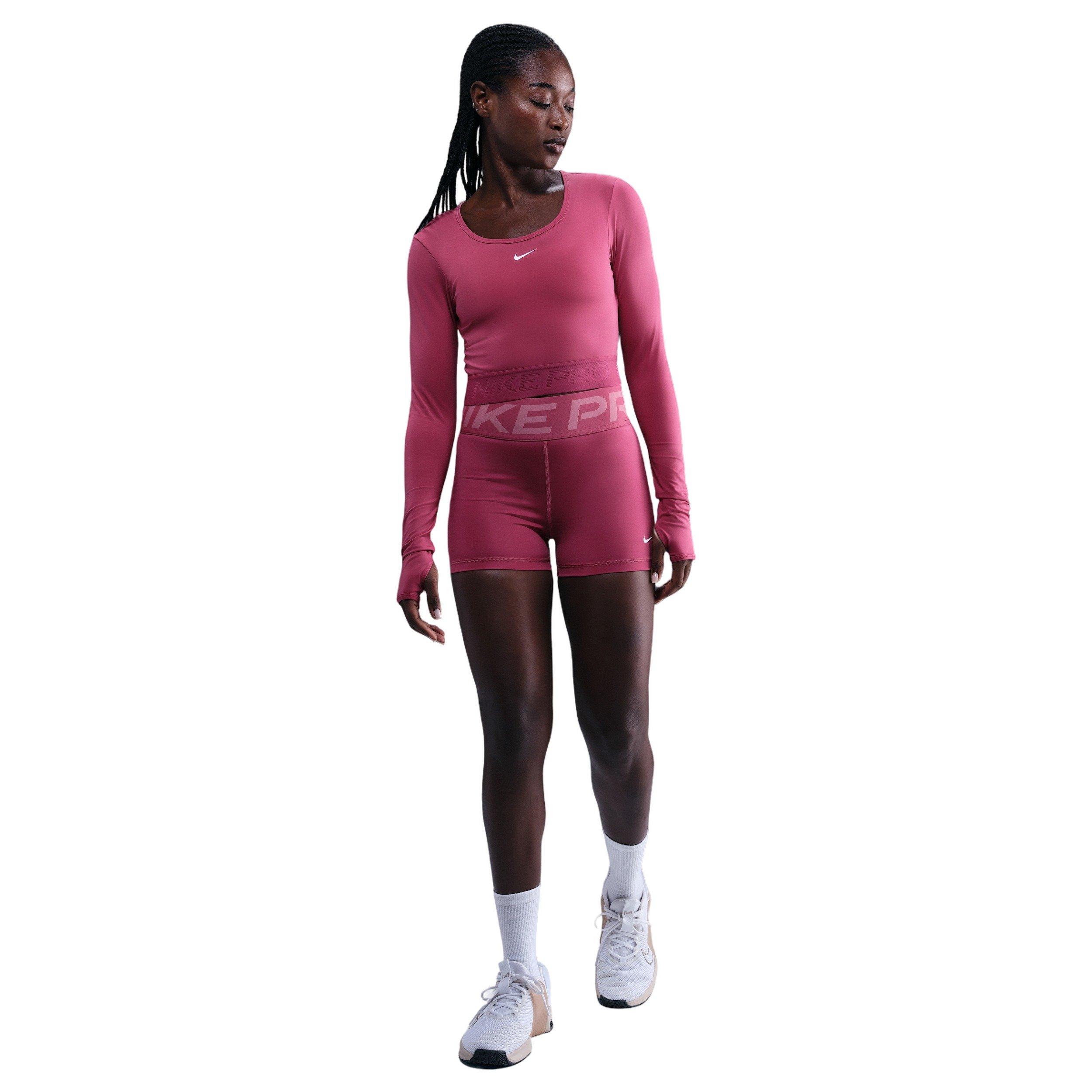 Nike Women's Pro Dri-FIT Cropped Long-Sleeve Top -Beet Purple - BEET PURPLE Thumbnail View 4