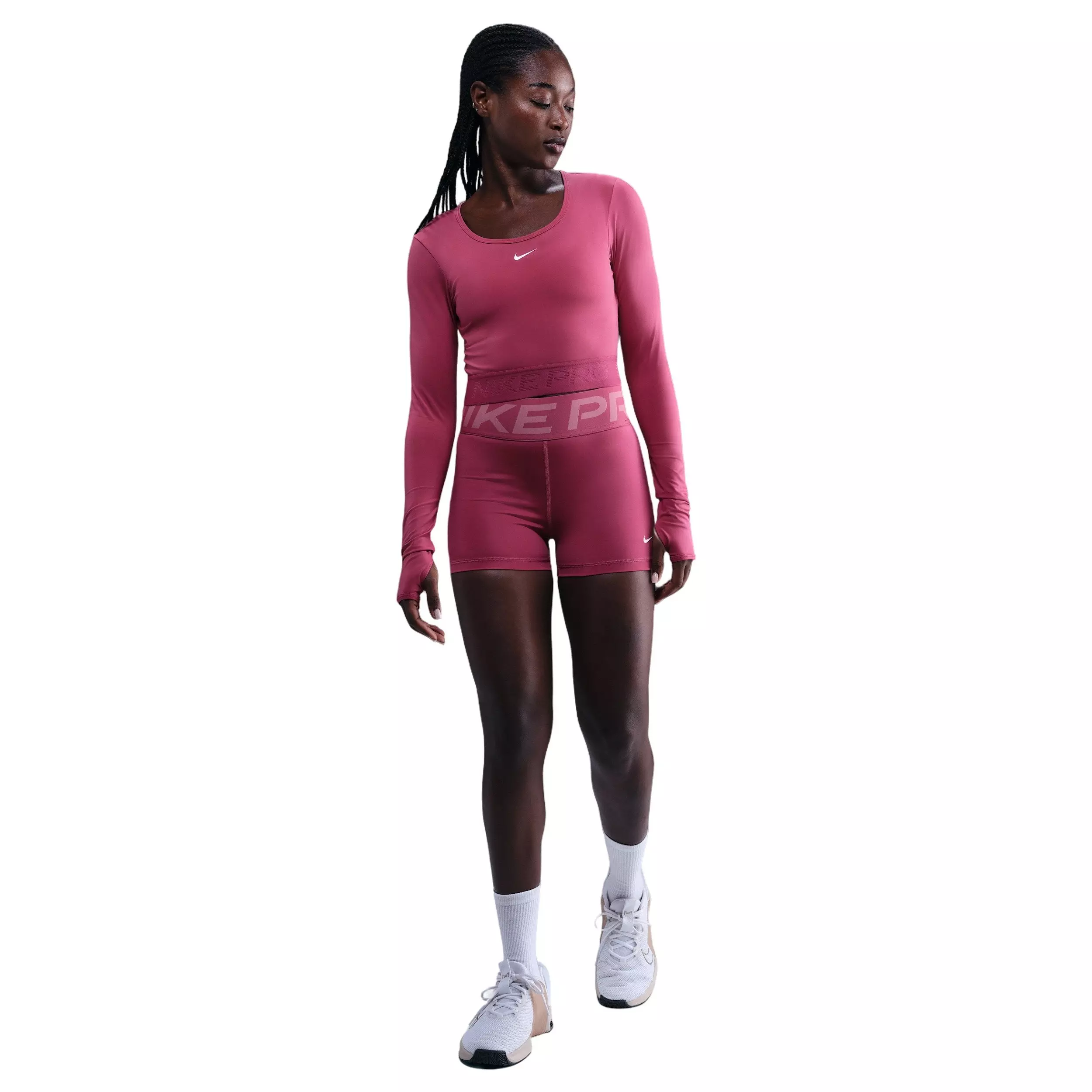 Nike Women's Pro Dri-FIT Cropped Long-Sleeve Top -Beet Purple - BEET PURPLE
