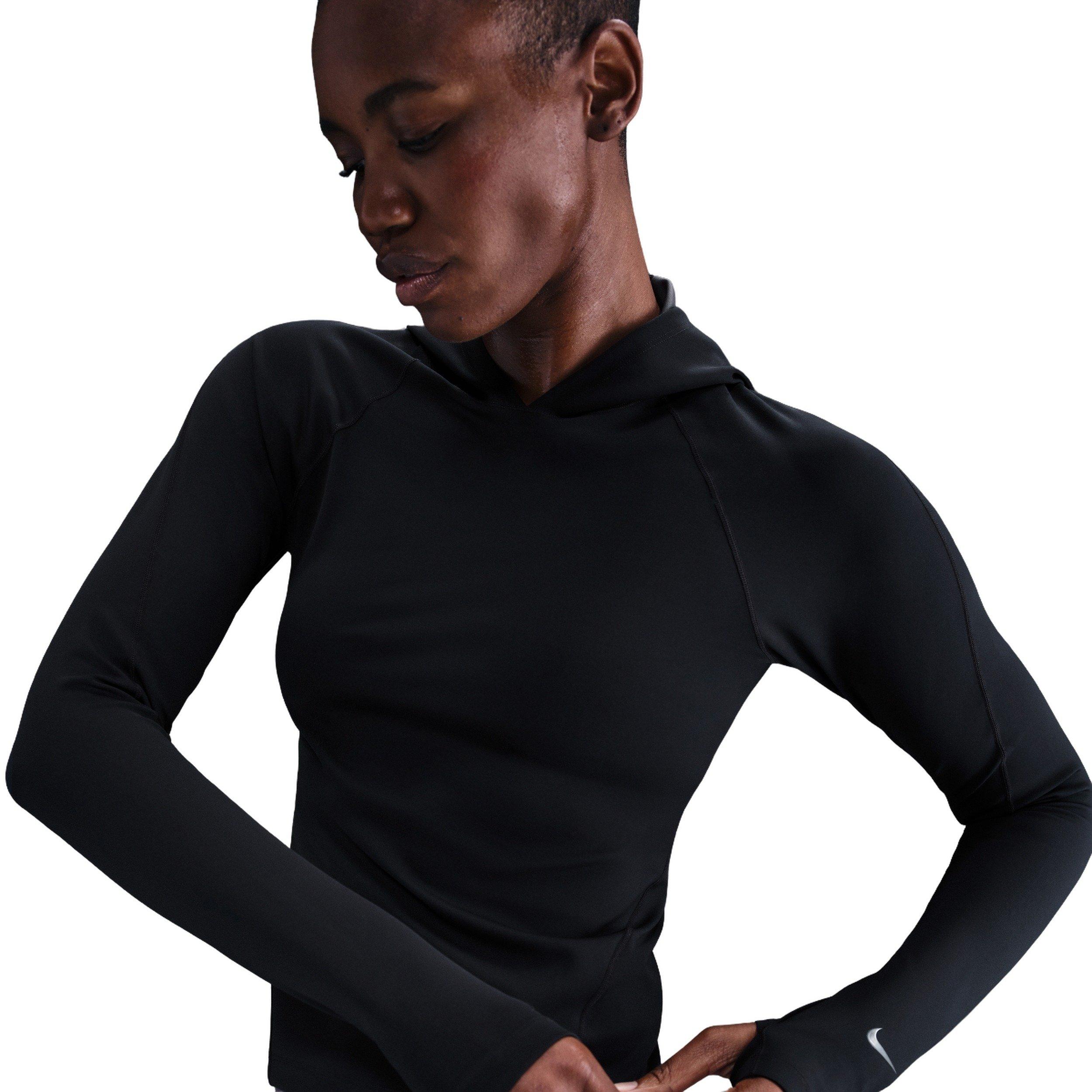 Nike Women's Universa Dri-FIT Slim Hooded Long-Sleeve Top - Black - BLACK Thumbnail View 1