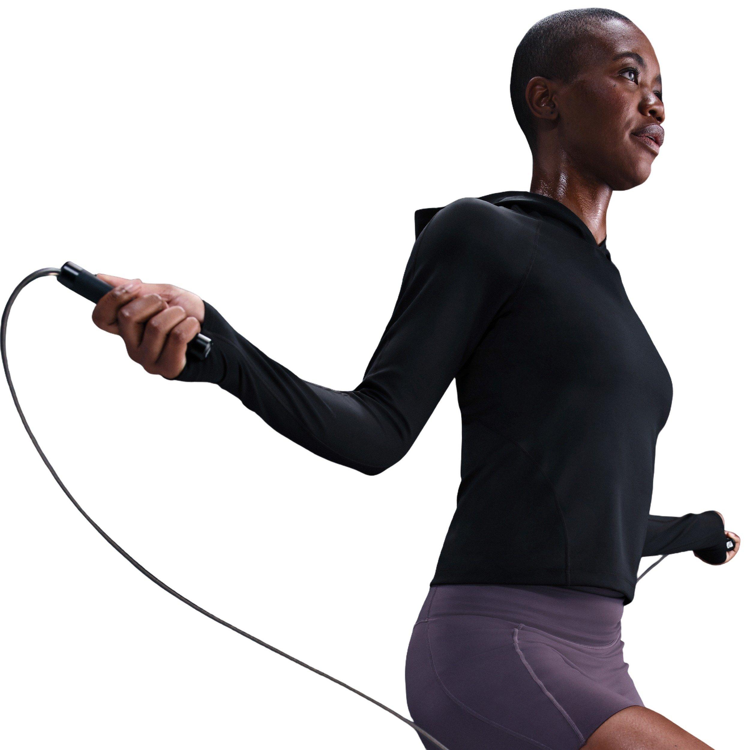 Nike Women's Universa Dri-FIT Slim Hooded Long-Sleeve Top - Black - BLACK Thumbnail View 3