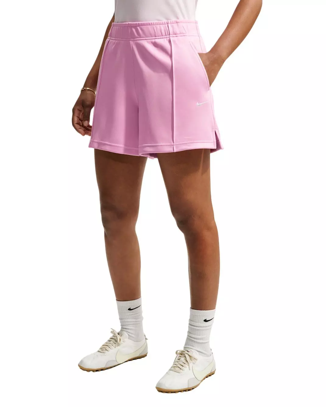 Nike Women's Sportswear Mid-Rise Poly-Knit Track Shorts - Pink - PINK