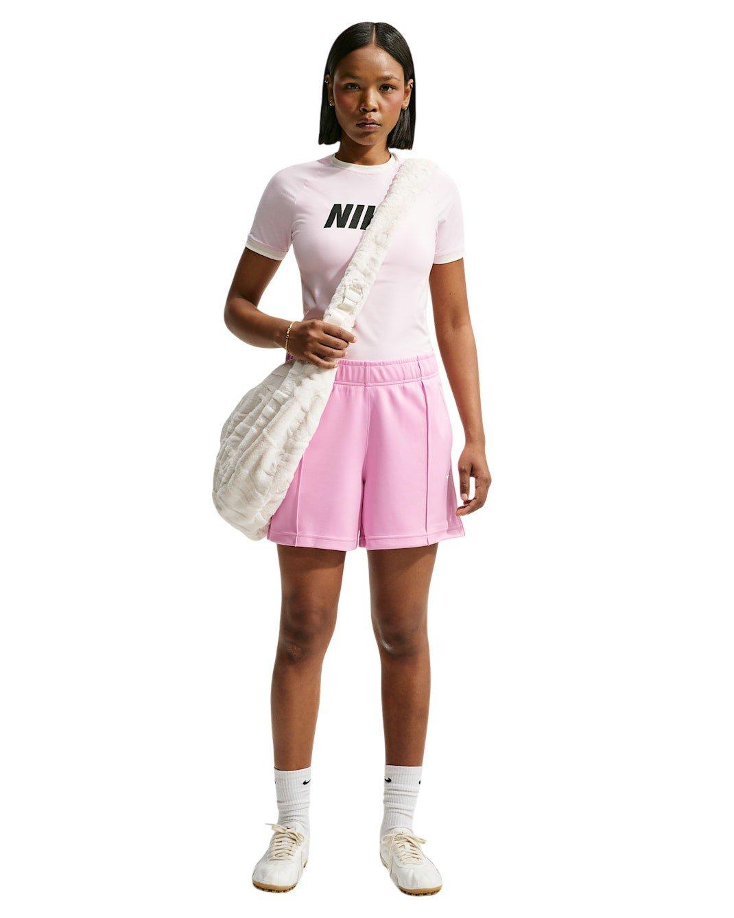 Nike Women's Sportswear Mid-Rise Poly-Knit Track Shorts - Pink - PINK