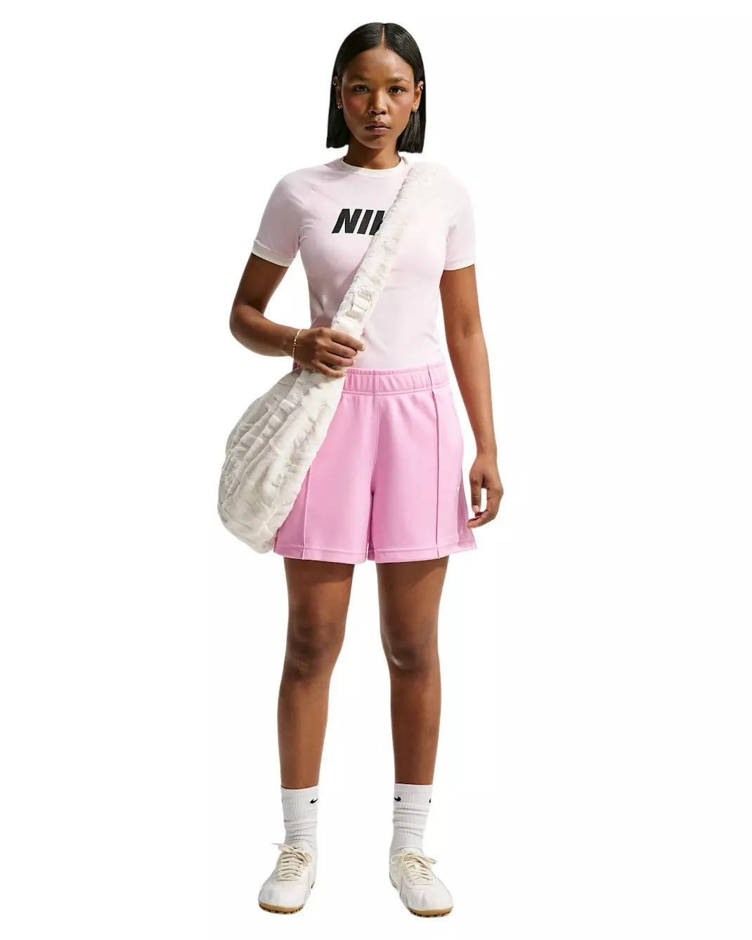 Nike Women's Sportswear Mid-Rise Poly-Knit Track Shorts - Pink - PINK