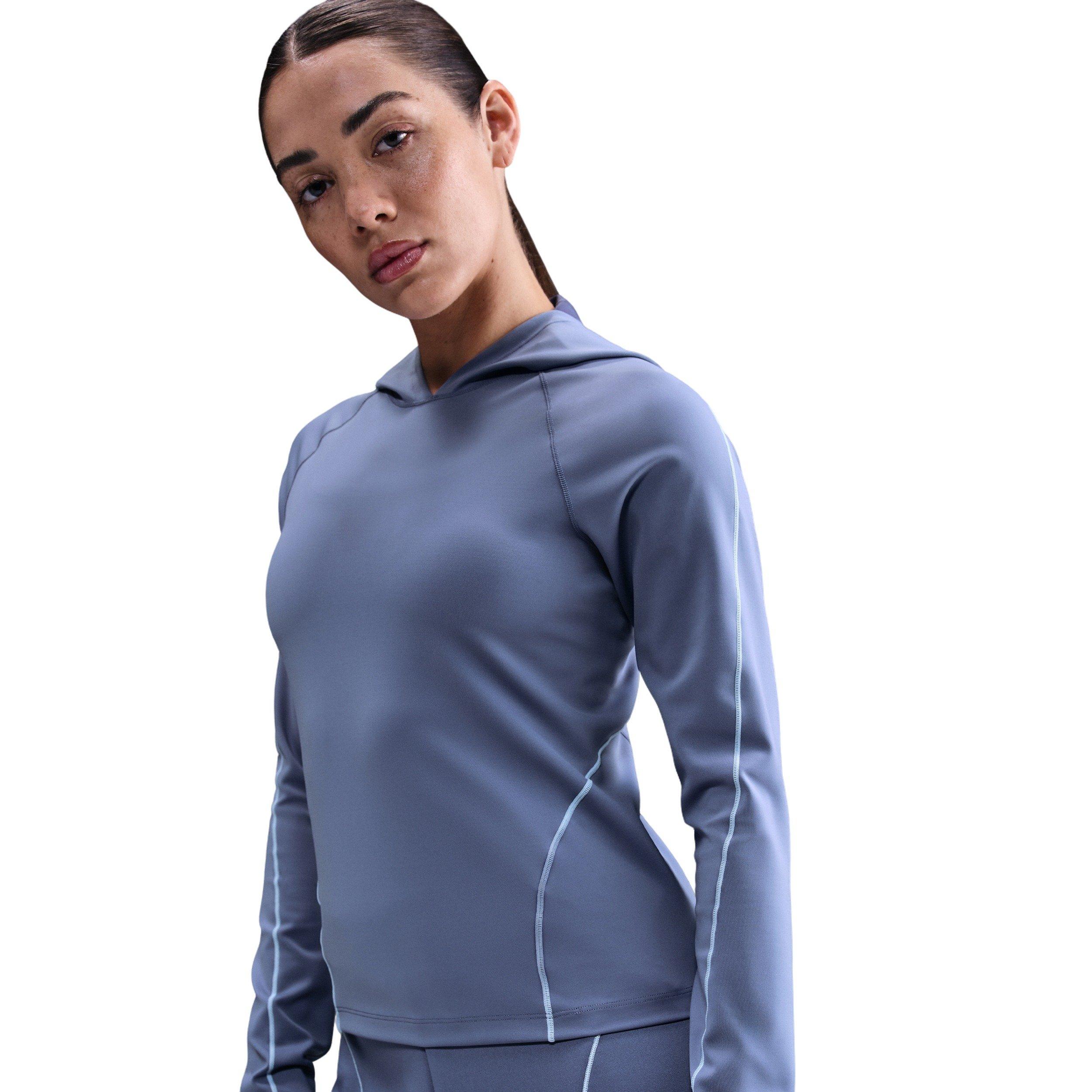 Nike Women's Universa Dri-FIT Slim Hooded Long-Sleeve Top -Indigo - INDIGO Thumbnail View 1