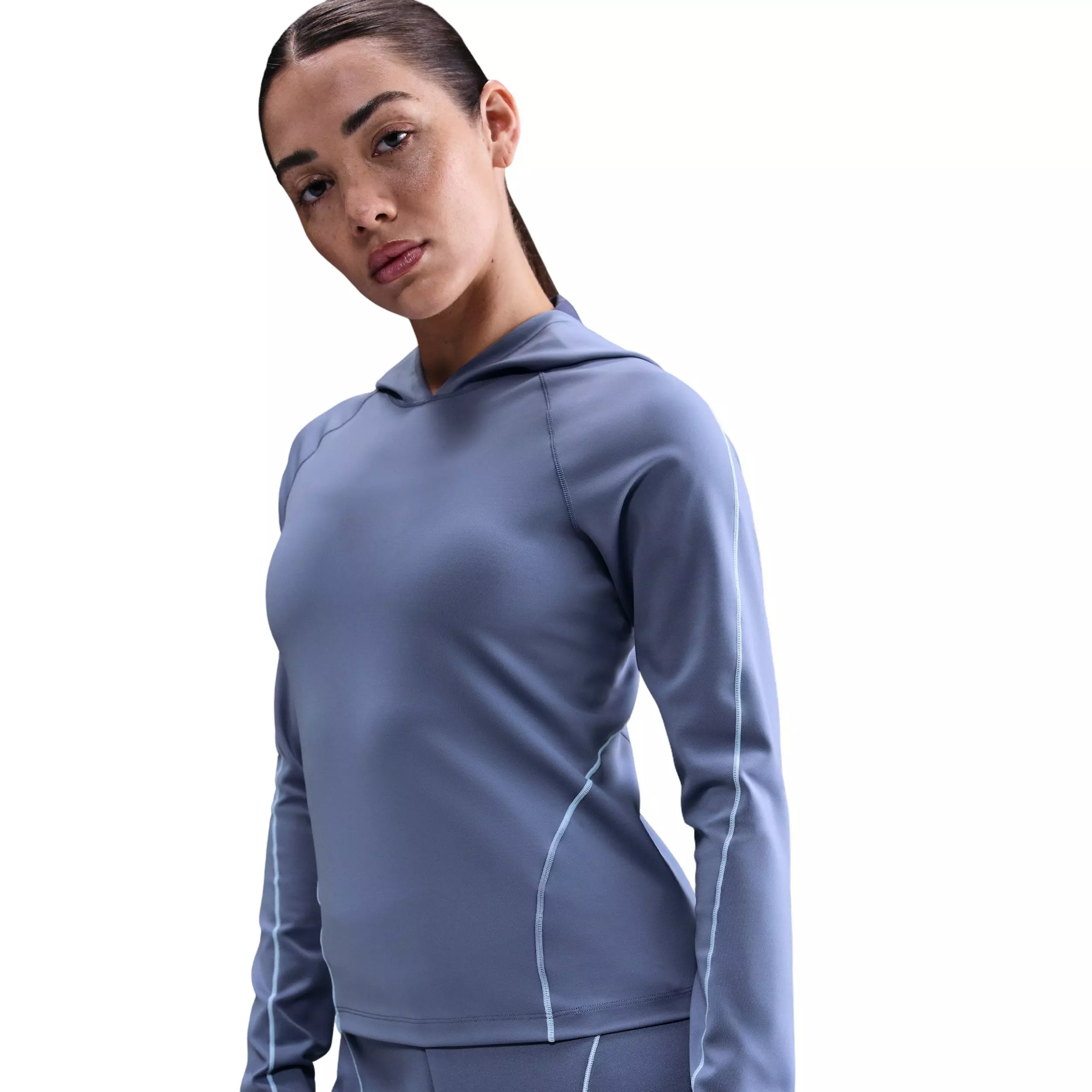 Nike Women's Universa Dri-FIT Slim Hooded Long-Sleeve Top -Indigo - INDIGO