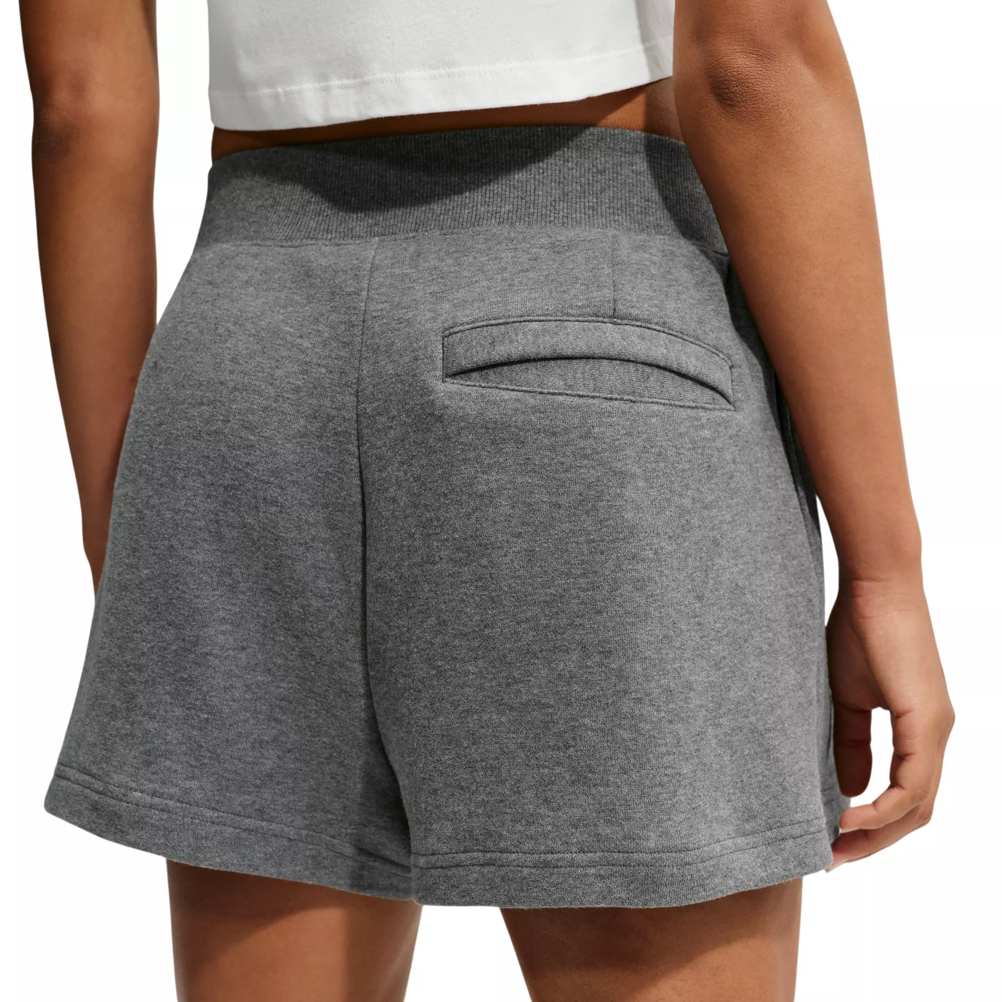 Nike Women's Studio Fleece Lightweight High-Waisted Loose Pleated Shorts - Grey - GREY