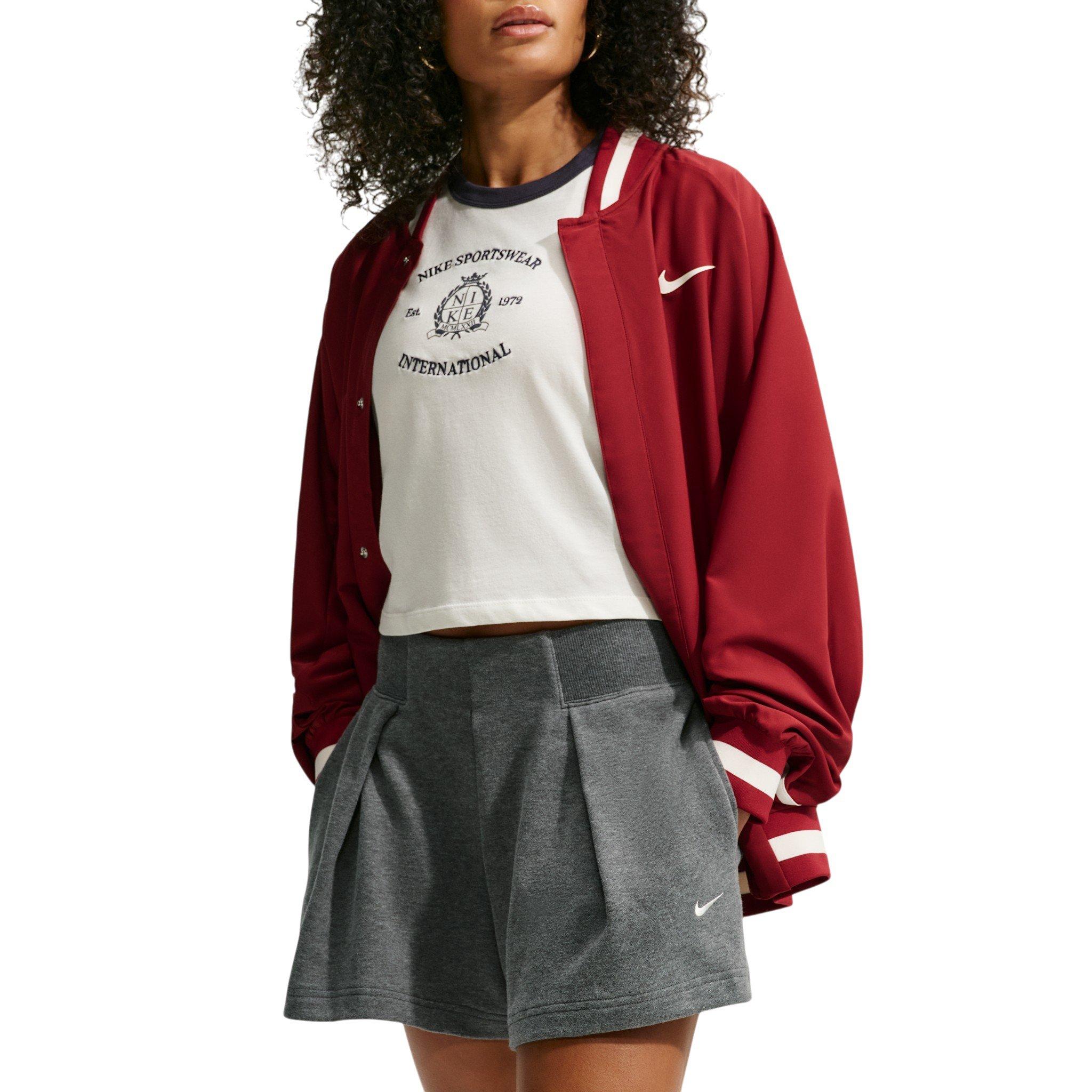Nike Women's Studio Fleece Lightweight High-Waisted Loose Pleated Shorts - Grey - GREY