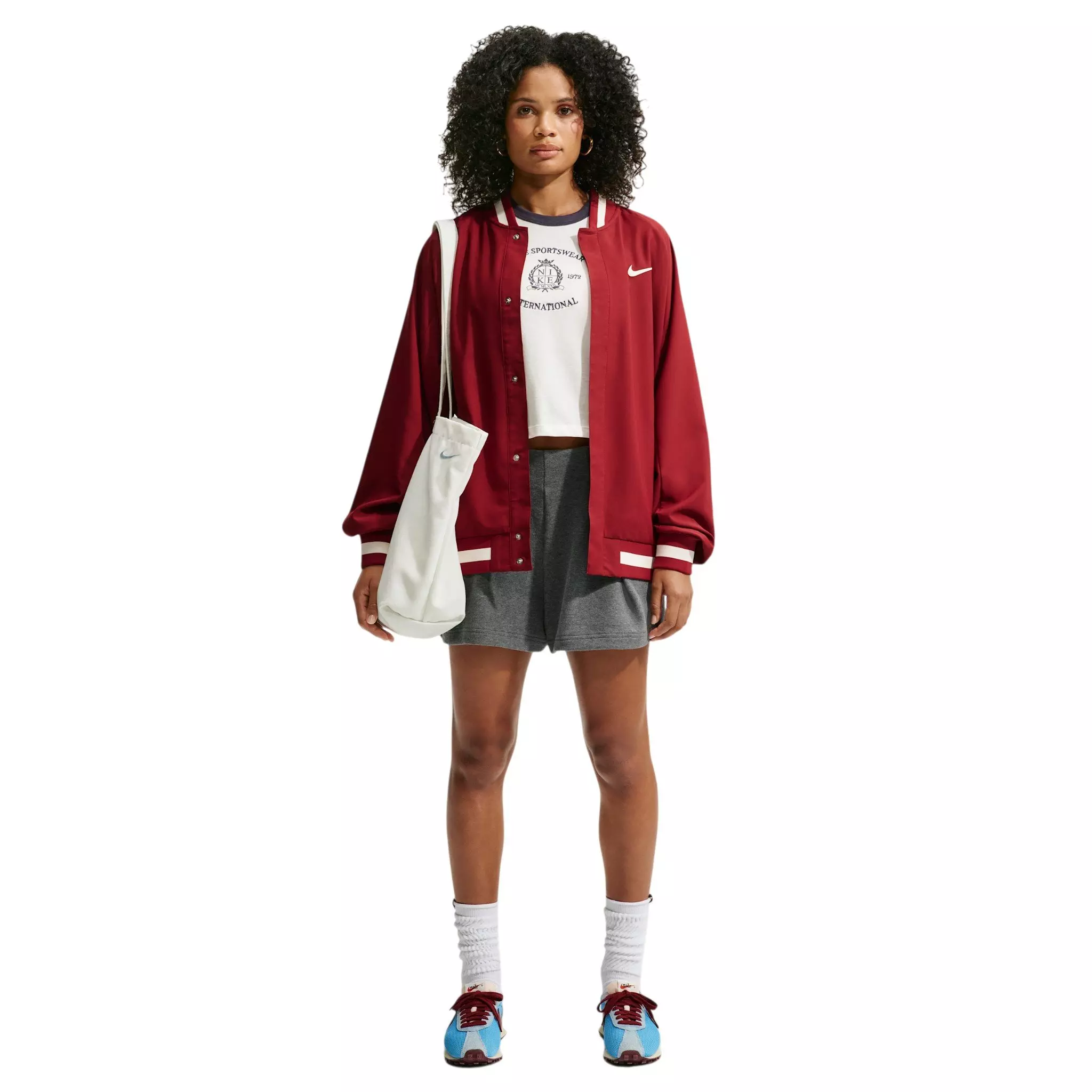 Nike Women's Studio Fleece Lightweight High-Waisted Loose Pleated Shorts - Grey - GREY