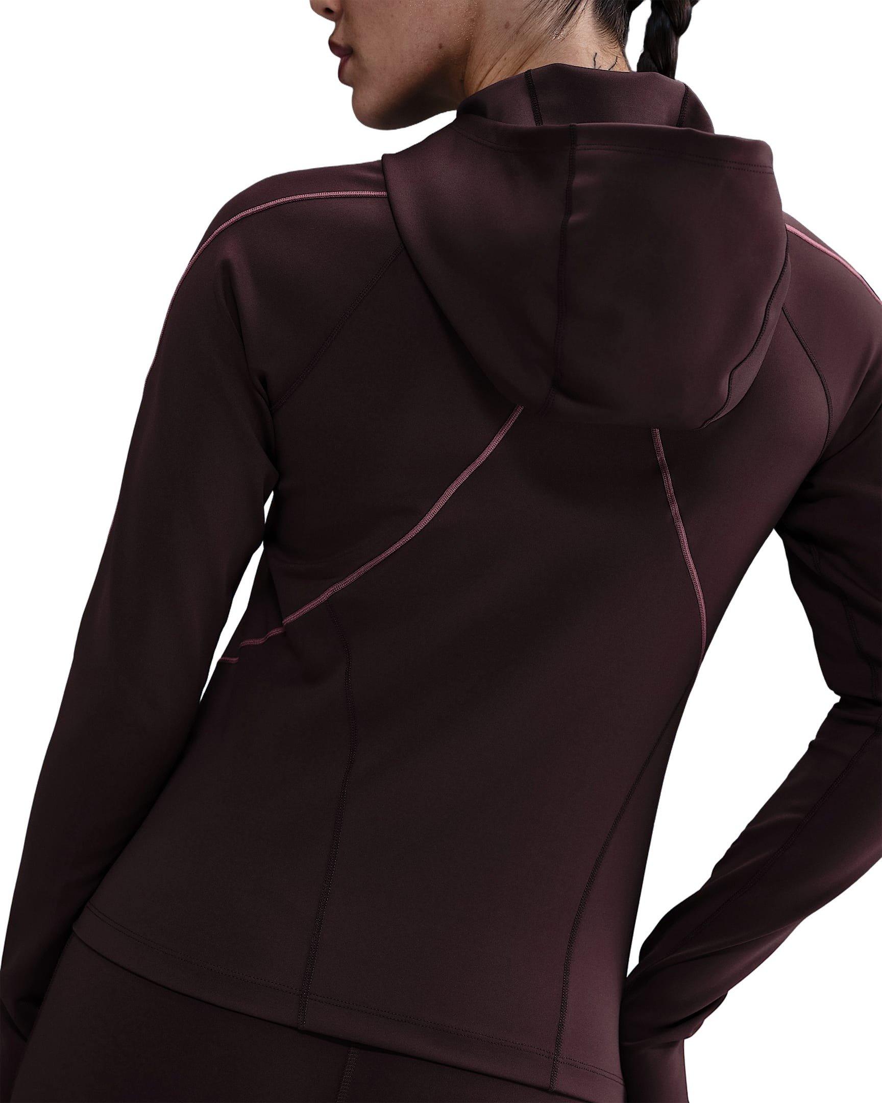 Nike Women's Universa Dri-FIT Slim Hooded Long-Sleeve Top -Burgundy - BURGUNDY Thumbnail View 2