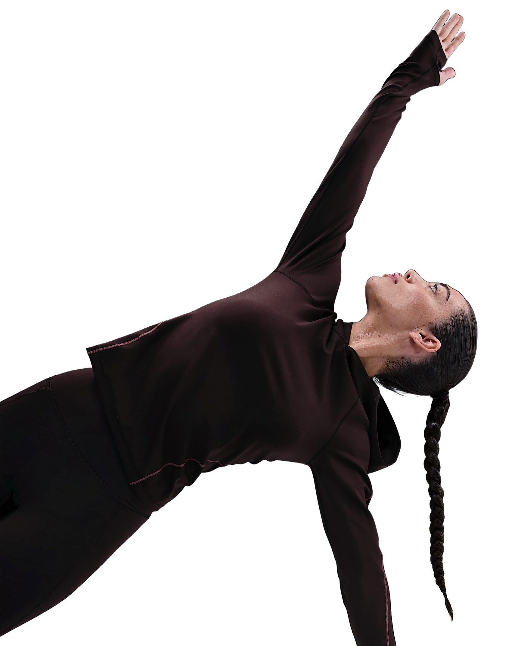 Nike Women's Universa Dri-FIT Slim Hooded Long-Sleeve Top -Burgundy - BURGUNDY Thumbnail View 3