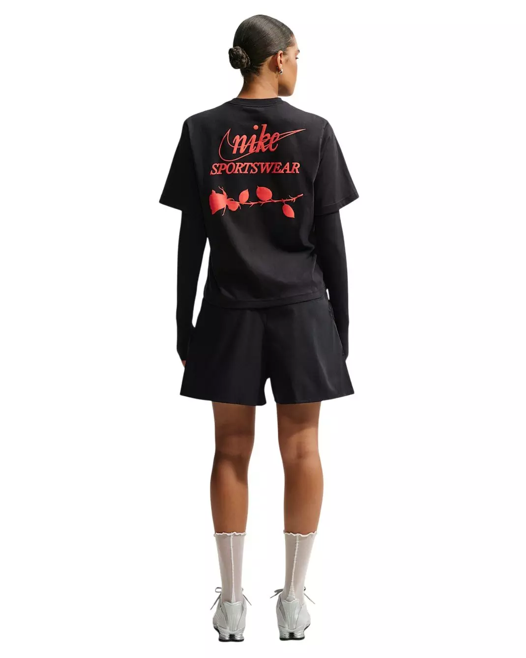 Nike Women's Sportswear Loose Mid-Rise Shorts - Black/White - BLACK/WHITE
