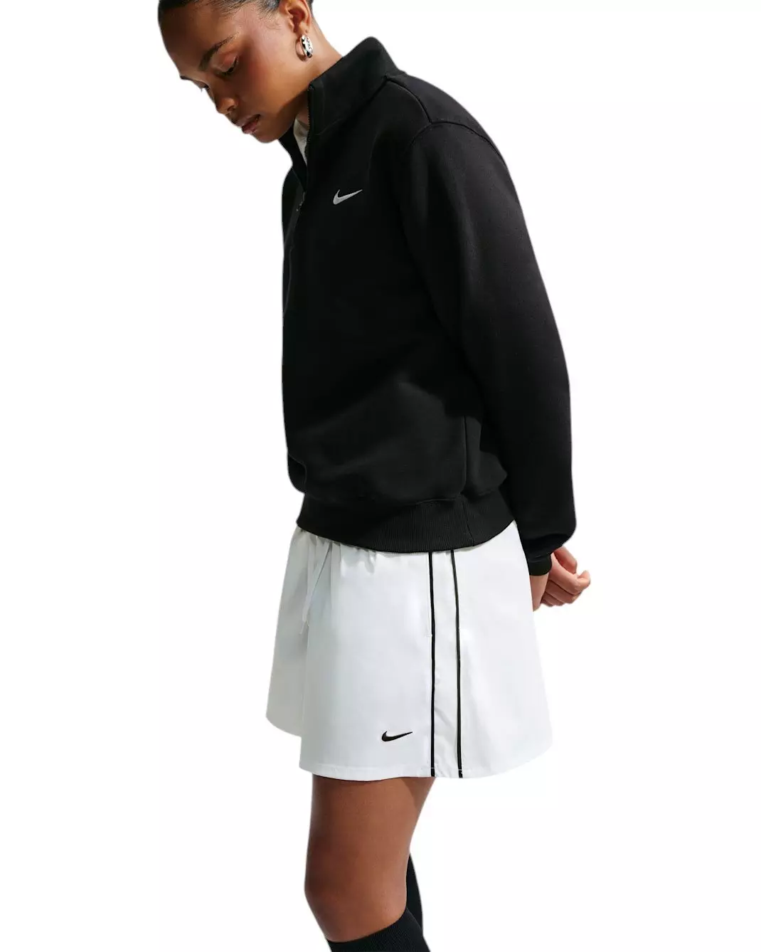 Nike Women's Sportswear Loose Mid-Rise Shorts - White/Black - WHITE/BLACK
