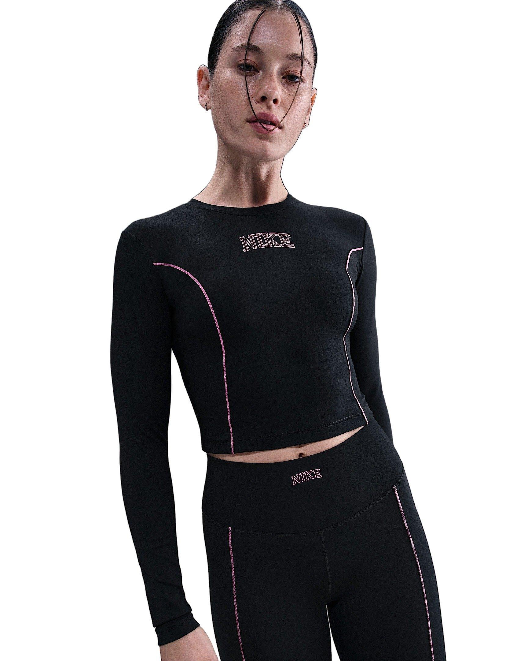 Nike Women's One Dri-FIT Long-Sleeve Top - Black - BLACK Thumbnail View 1