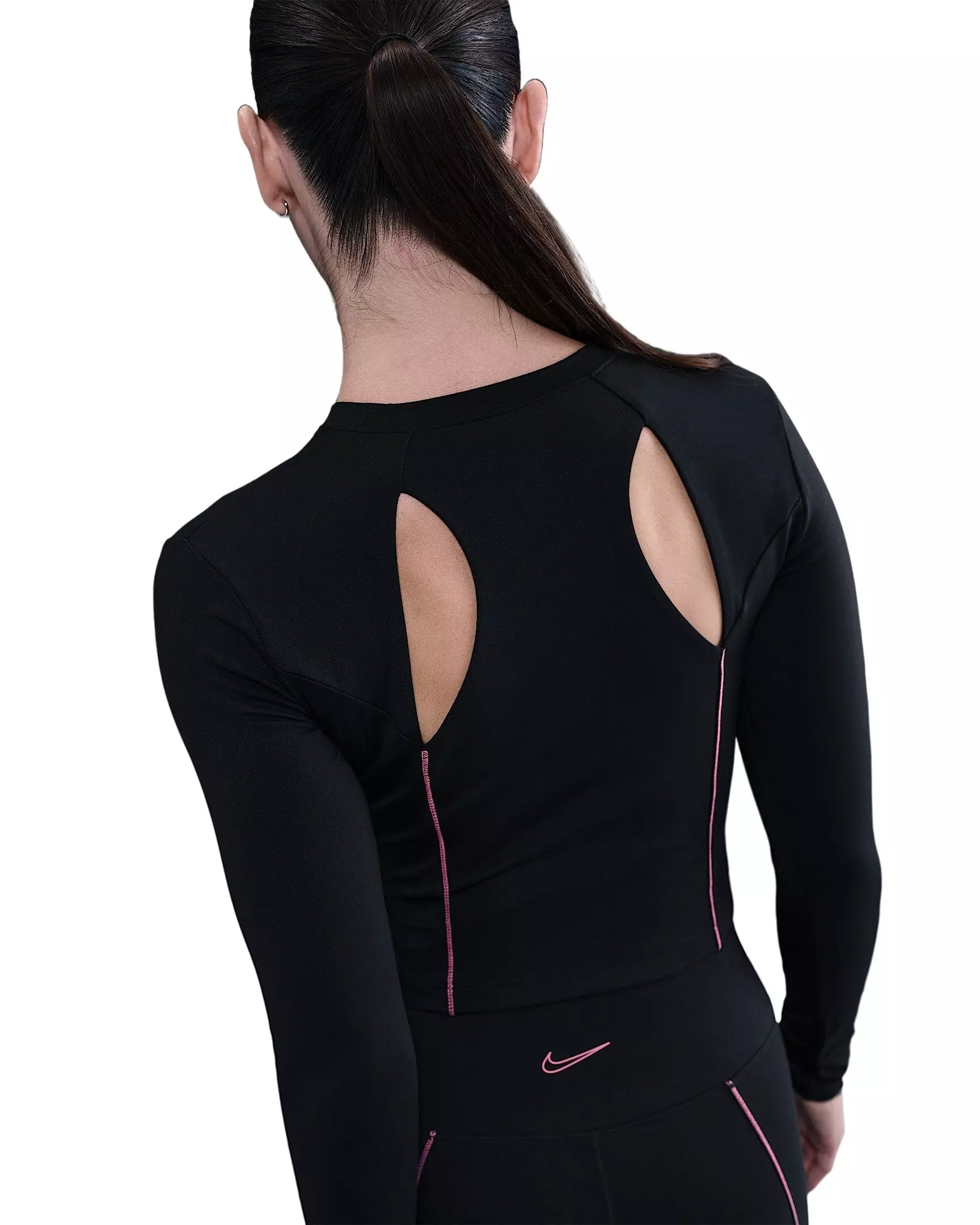 Nike Women's One Dri-FIT Long-Sleeve Top - Black - BLACK