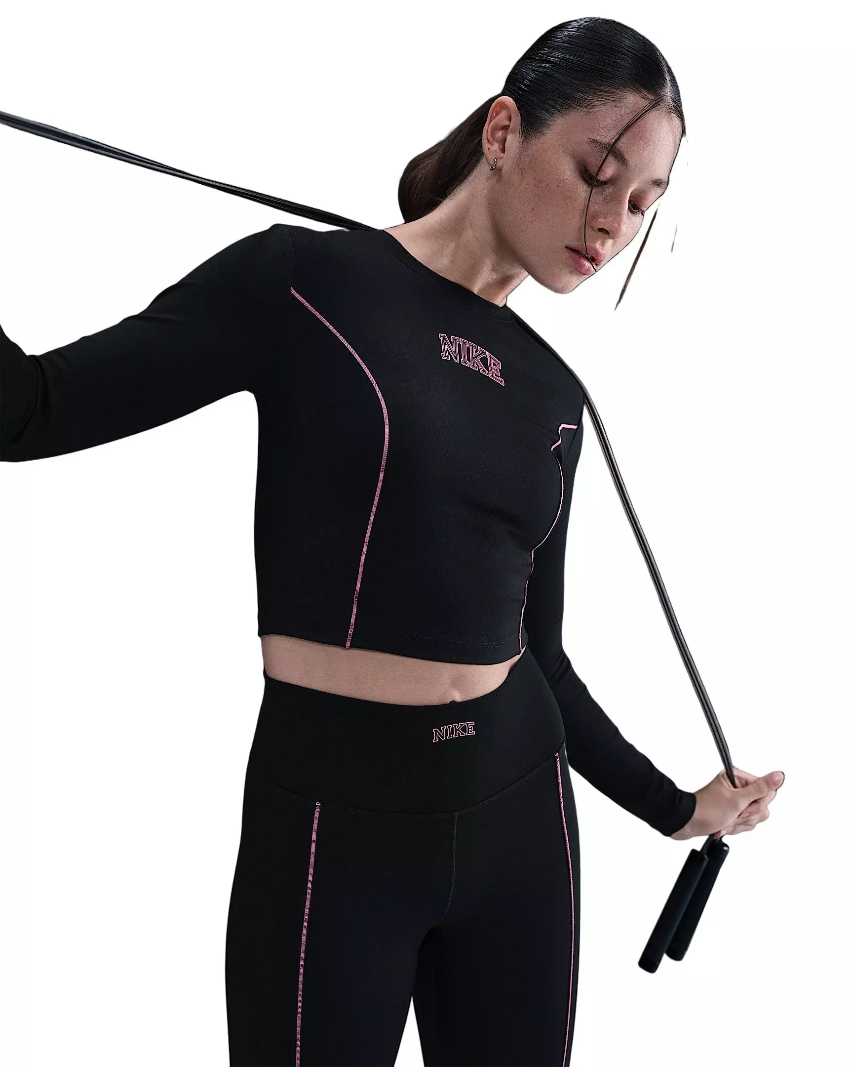 Nike Women's One Dri-FIT Long-Sleeve Top -Black - BLACK