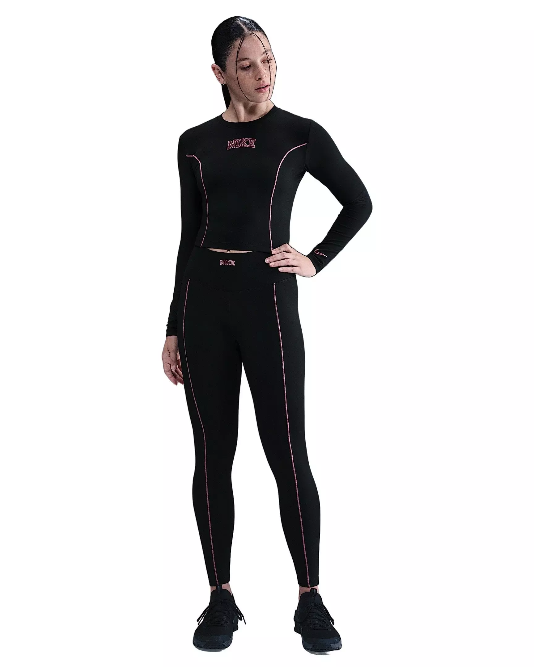 Nike Women's One Dri-FIT Long-Sleeve Top - Black - BLACK