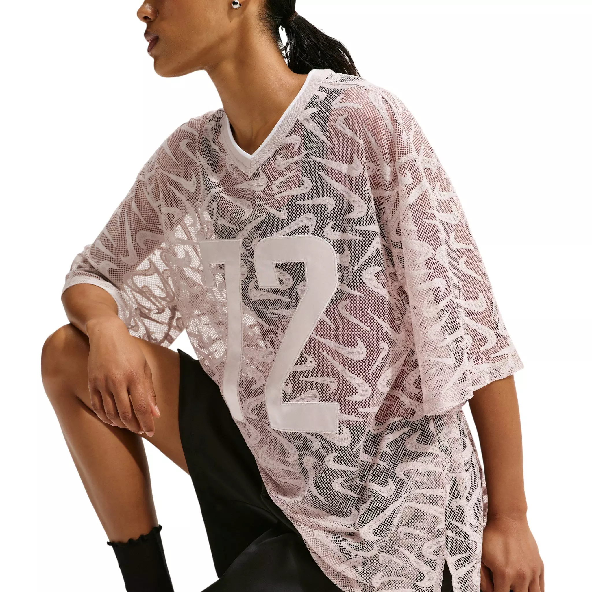 Nike Women's Sportswear Chill Lace Loose Mid-Rise Shorts - Black/Off-White - BLACK/OFF-WHITE