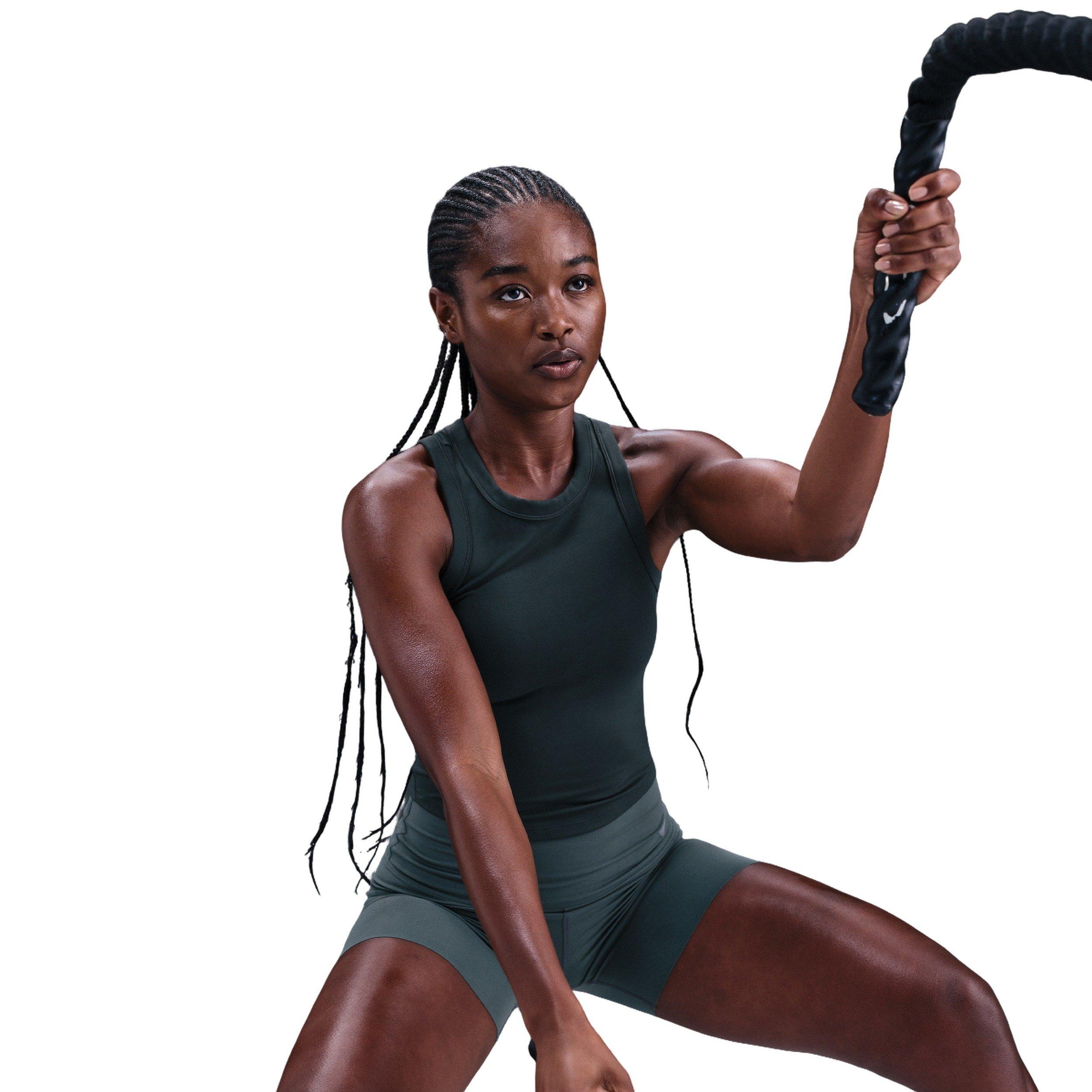 Nike One Women's Fitted Dri-FIT Cropped Tank Top -Seaweed Green - SEAWEED GREEN Thumbnail View 3