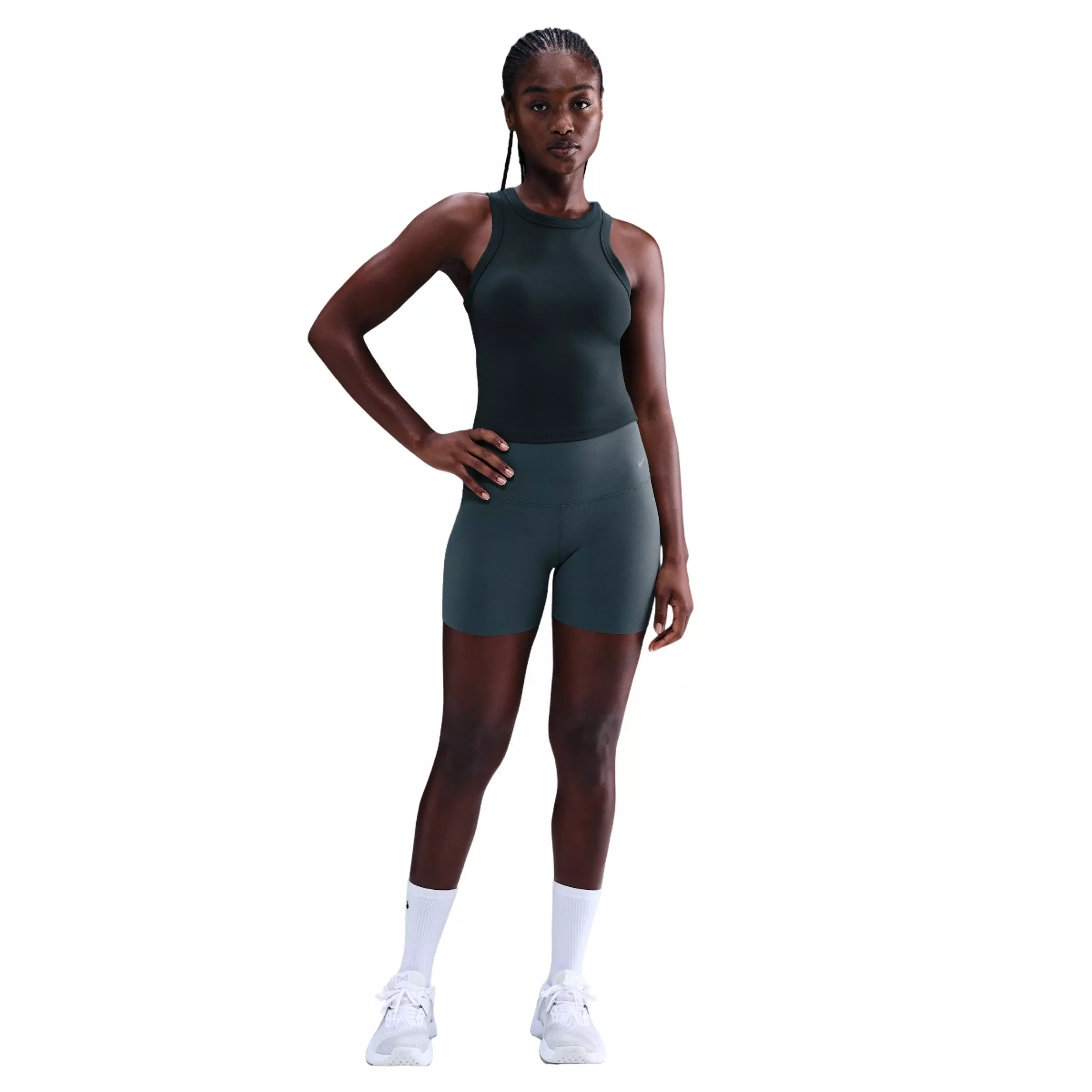 Nike One Women's Fitted Dri-FIT Cropped Tank Top -Seaweed Green - SEAWEED GREEN