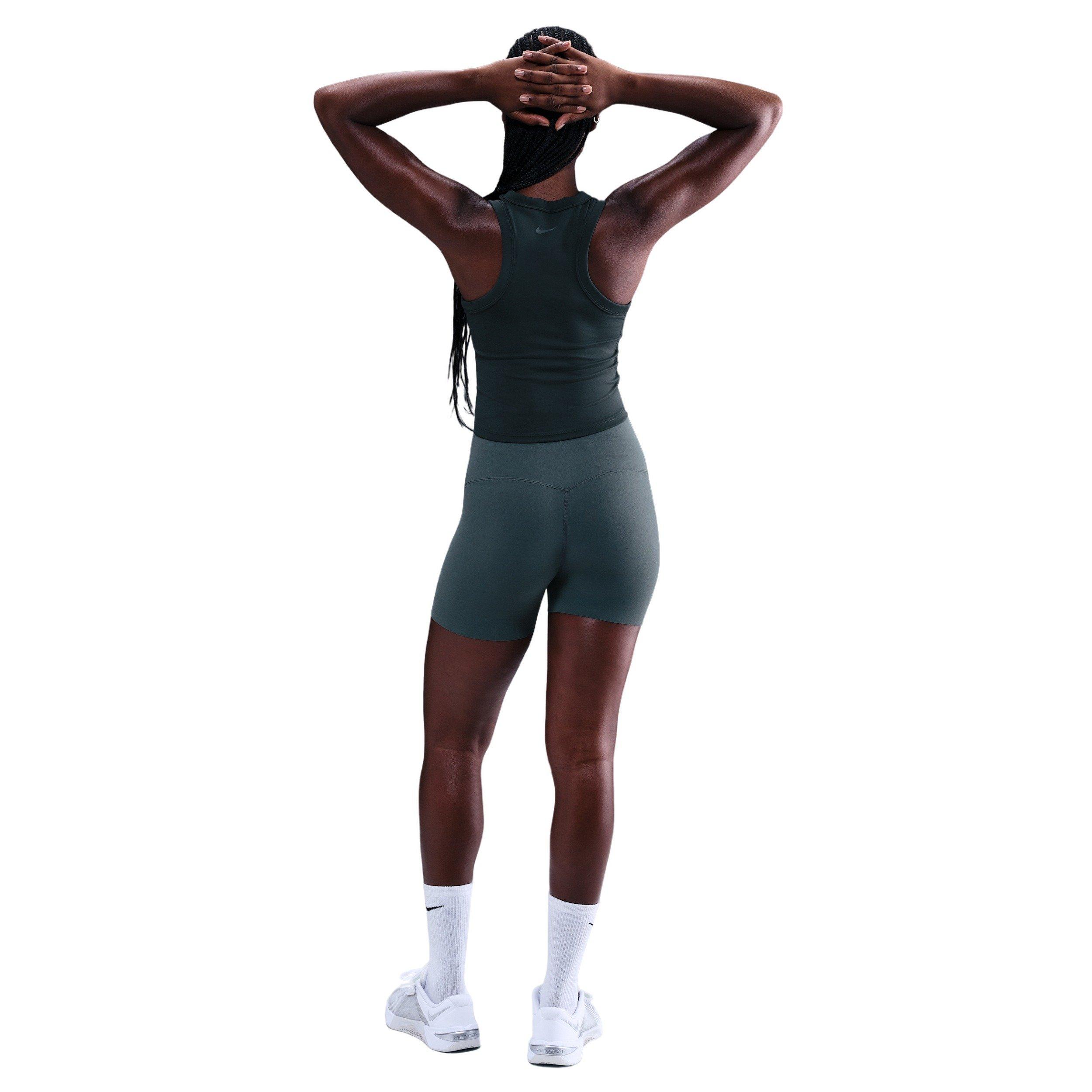 Nike One Women's Fitted Dri-FIT Cropped Tank Top -Seaweed Green - SEAWEED GREEN Thumbnail View 5