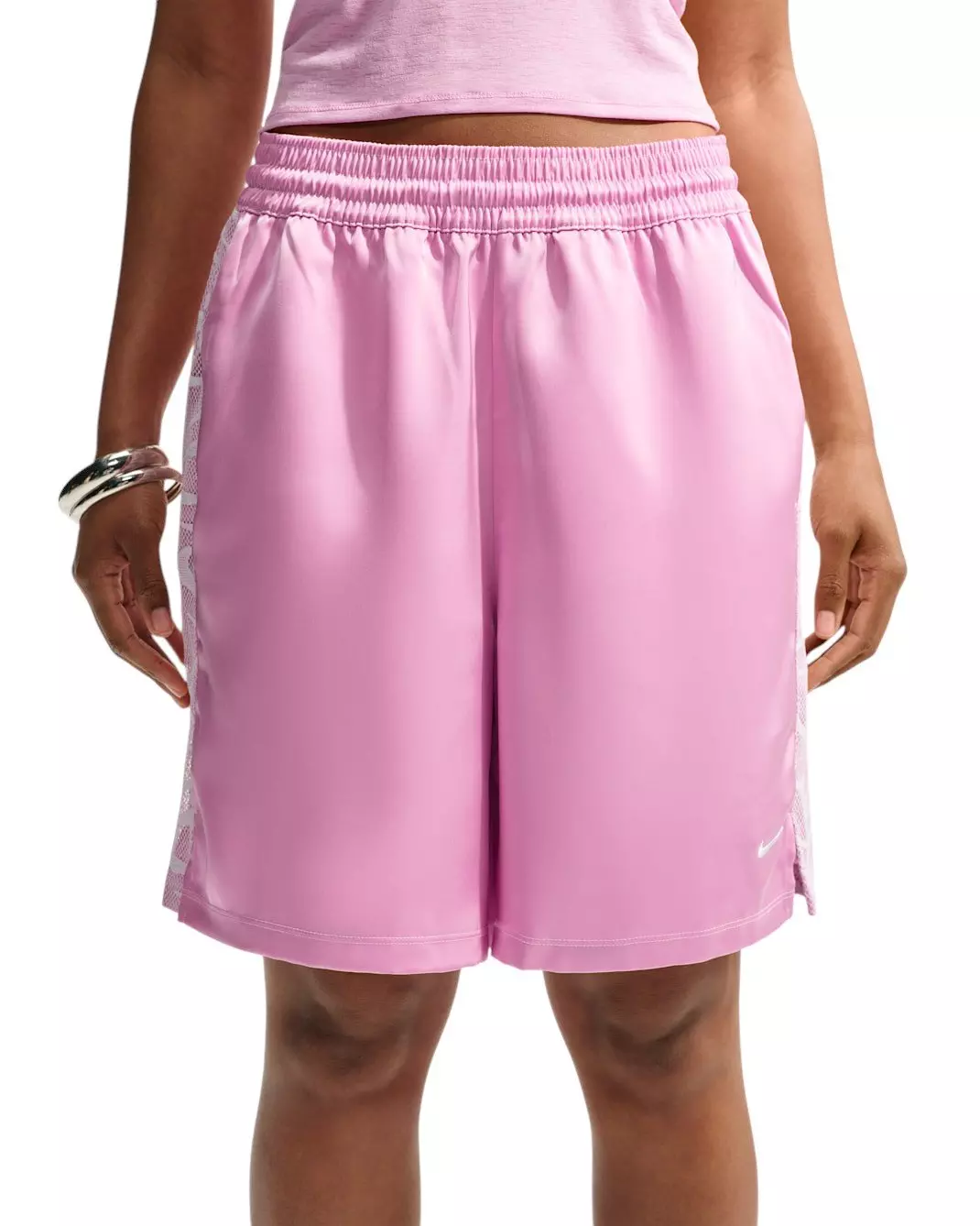 Nike Women's Sportswear Chill Lace Loose Mid-Rise Shorts - Pink/Bleached Lilac - PINK/BLEACHED LILAC